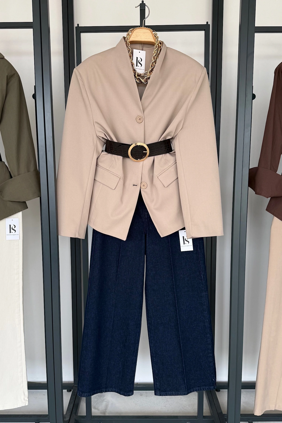 Hakim Yaka Kruvaze Ceket Bej