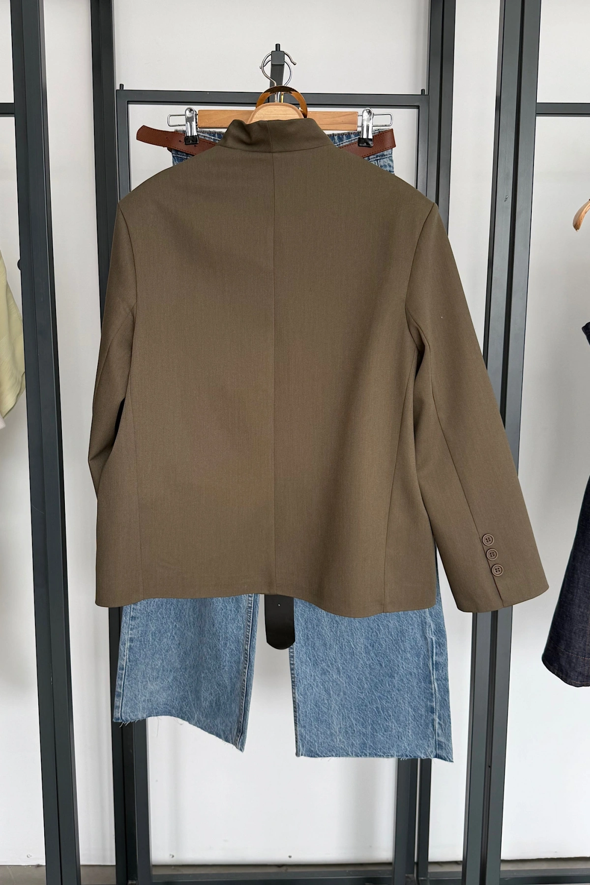 Hakim Yaka Kruvaze Ceket Haki