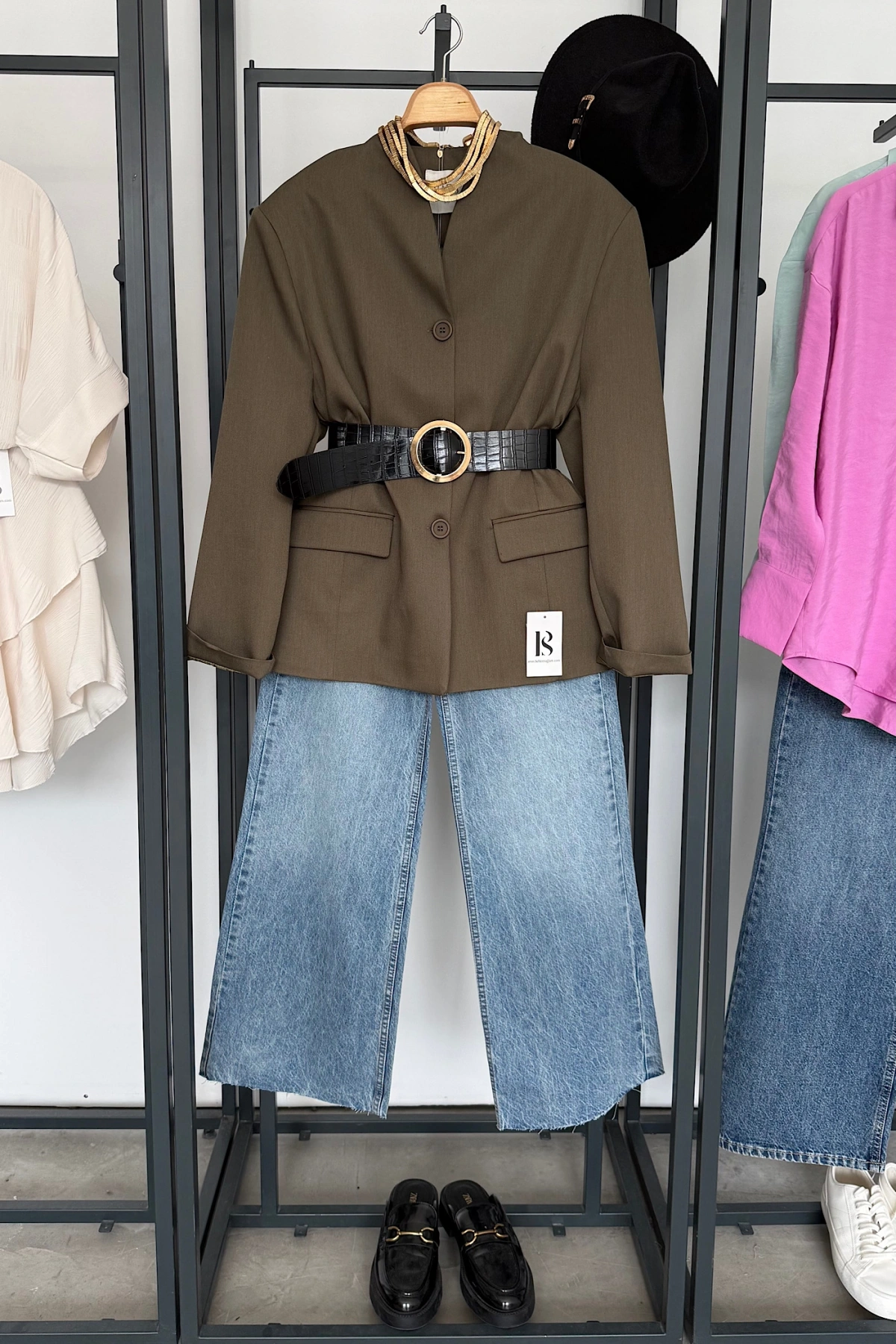 Hakim Yaka Kruvaze Ceket Haki