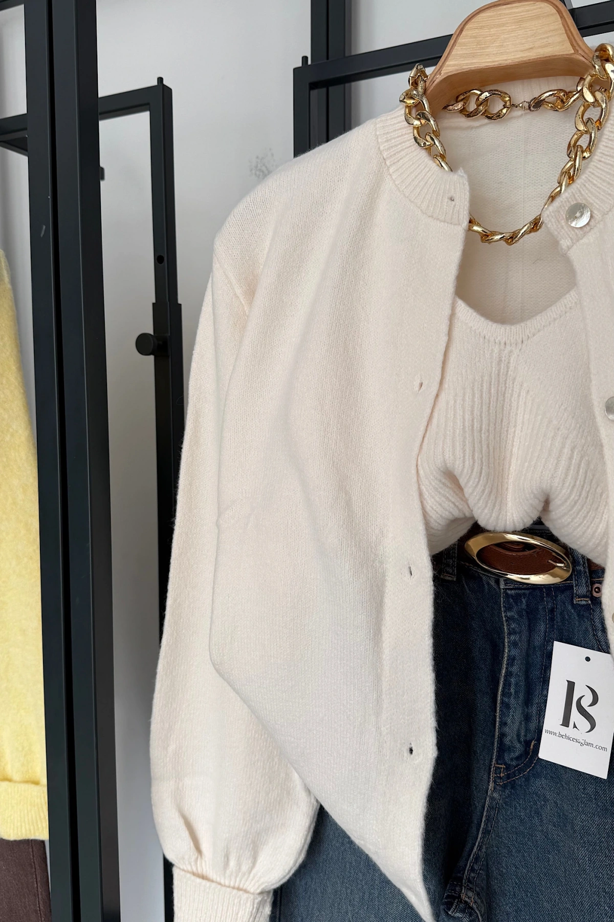 Hırka Atlet İkili Takım Krem