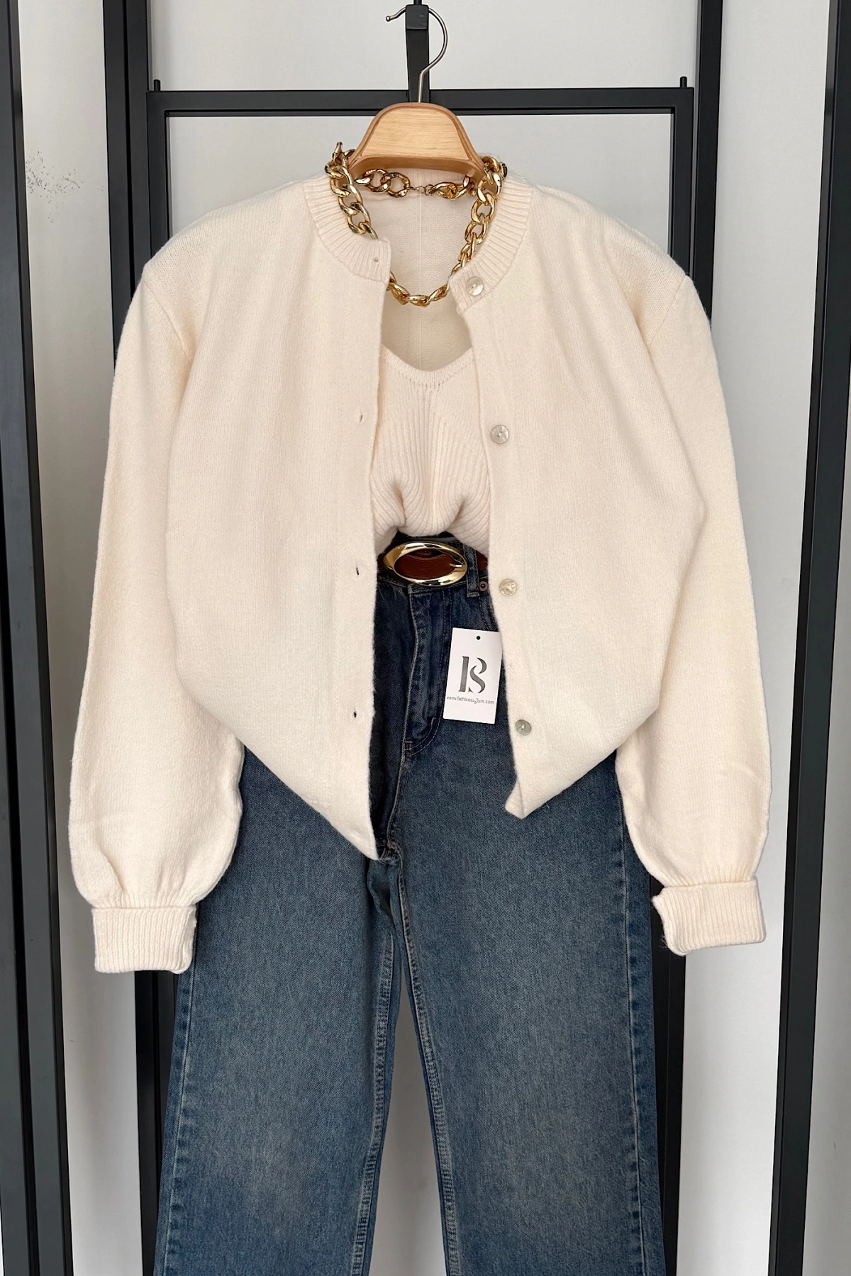 Hırka Atlet İkili Takım Krem