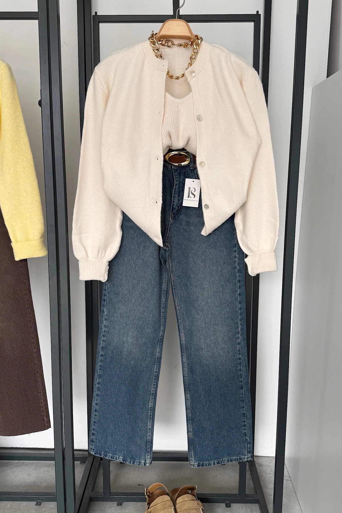 Hırka Atlet İkili Takım Krem