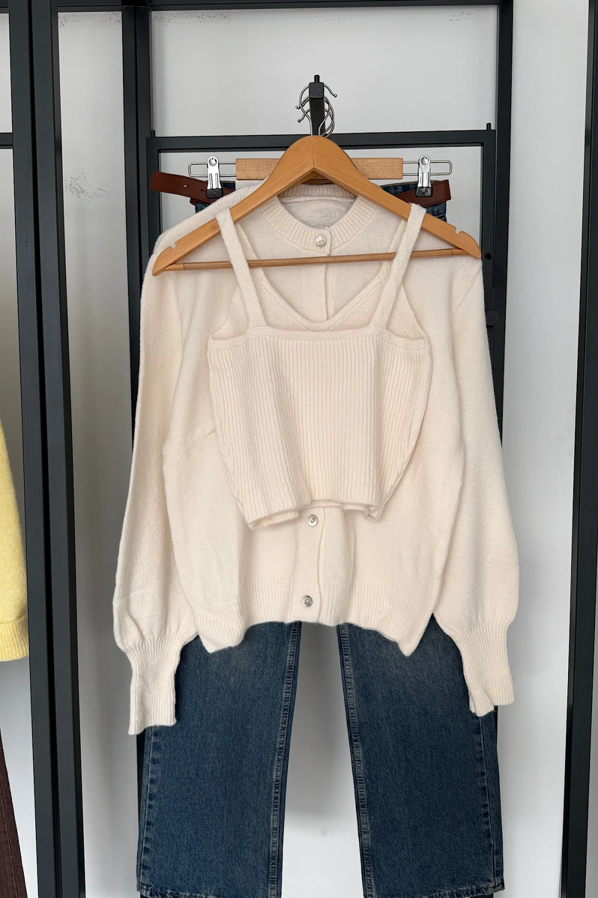 Hırka Atlet İkili Takım Krem