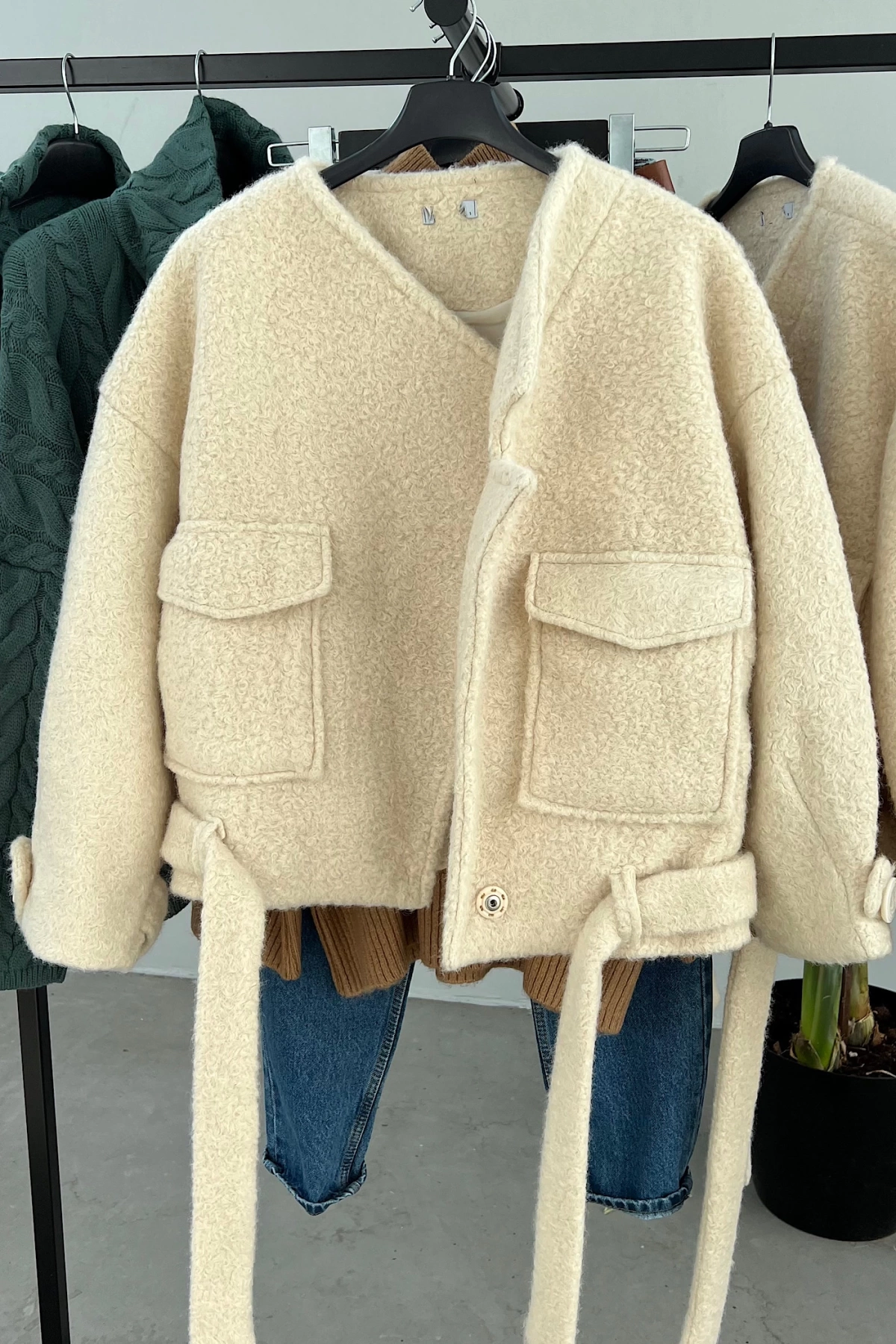 İçi Astarlı Teddy Mont Krem