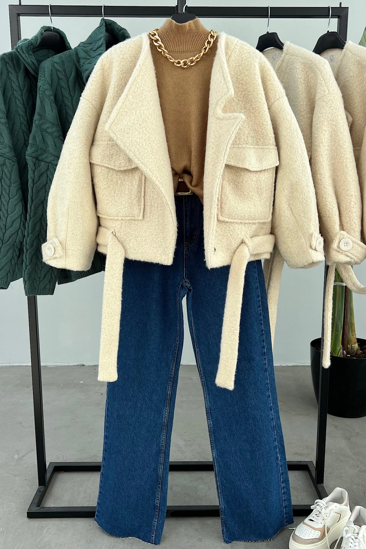 İçi Astarlı Teddy Mont Krem
