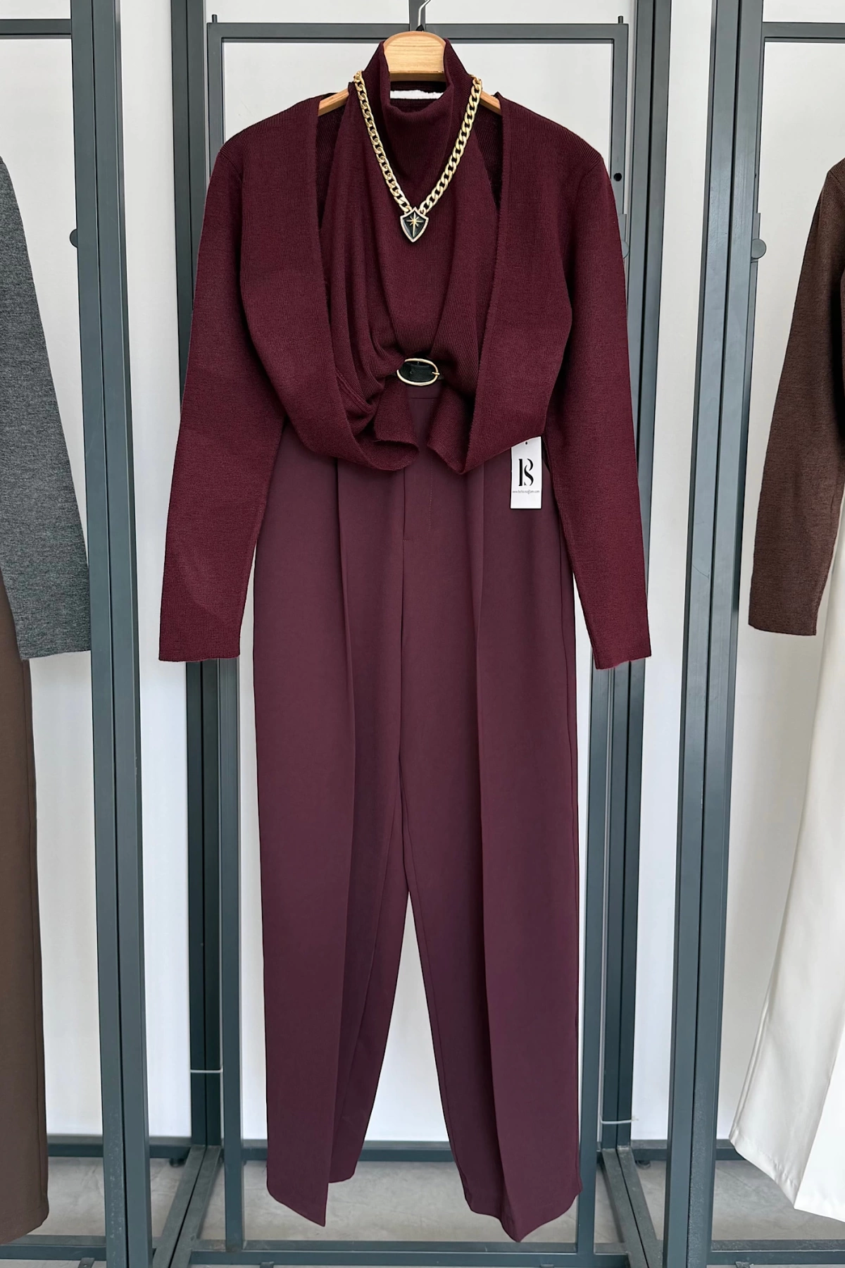 İçinden Body Detaylı Hırka Bordo