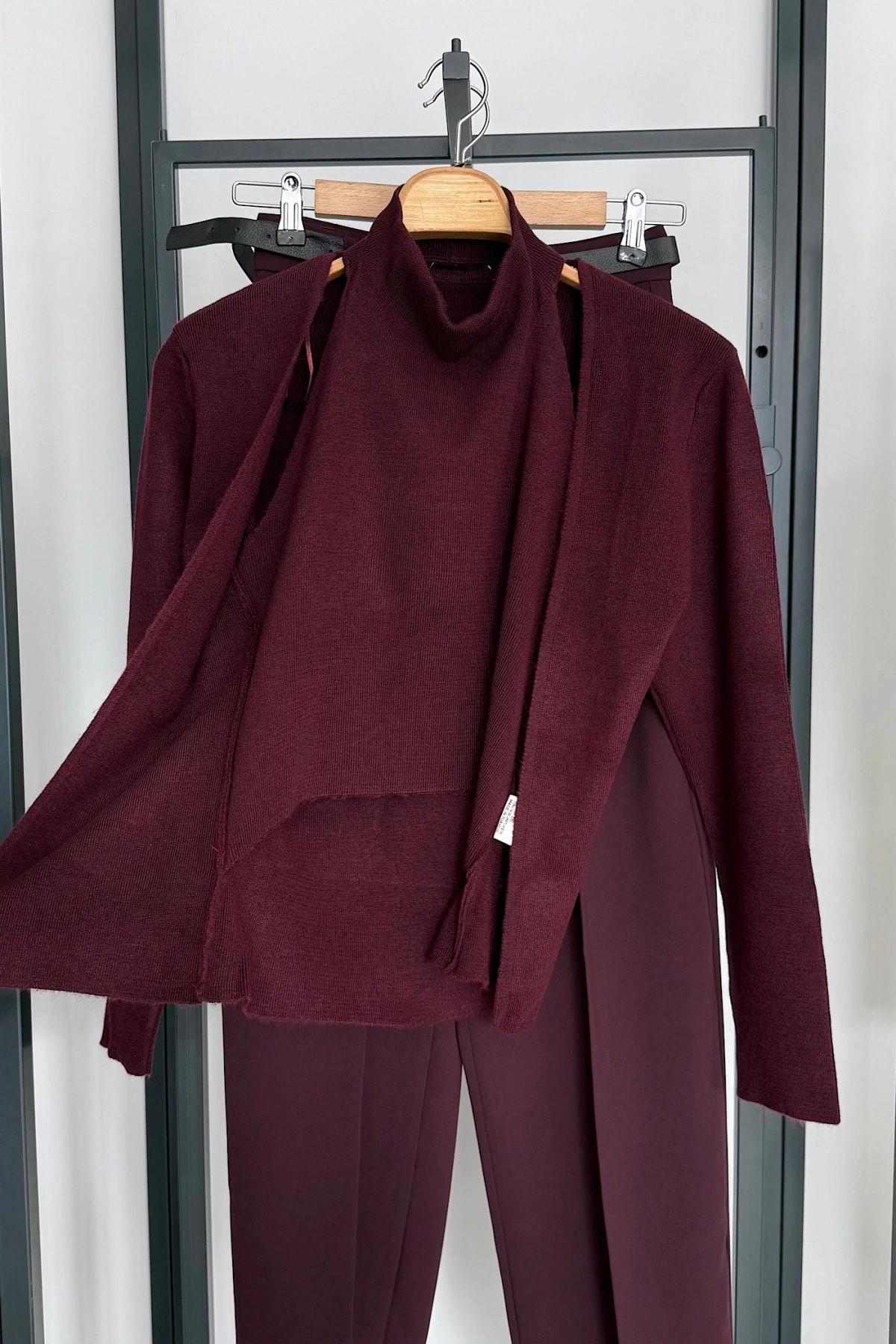 İçinden Body Detaylı Hırka Bordo