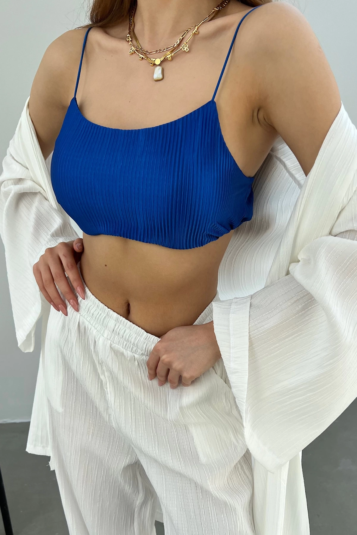 Pleated Crop with Rope Strap