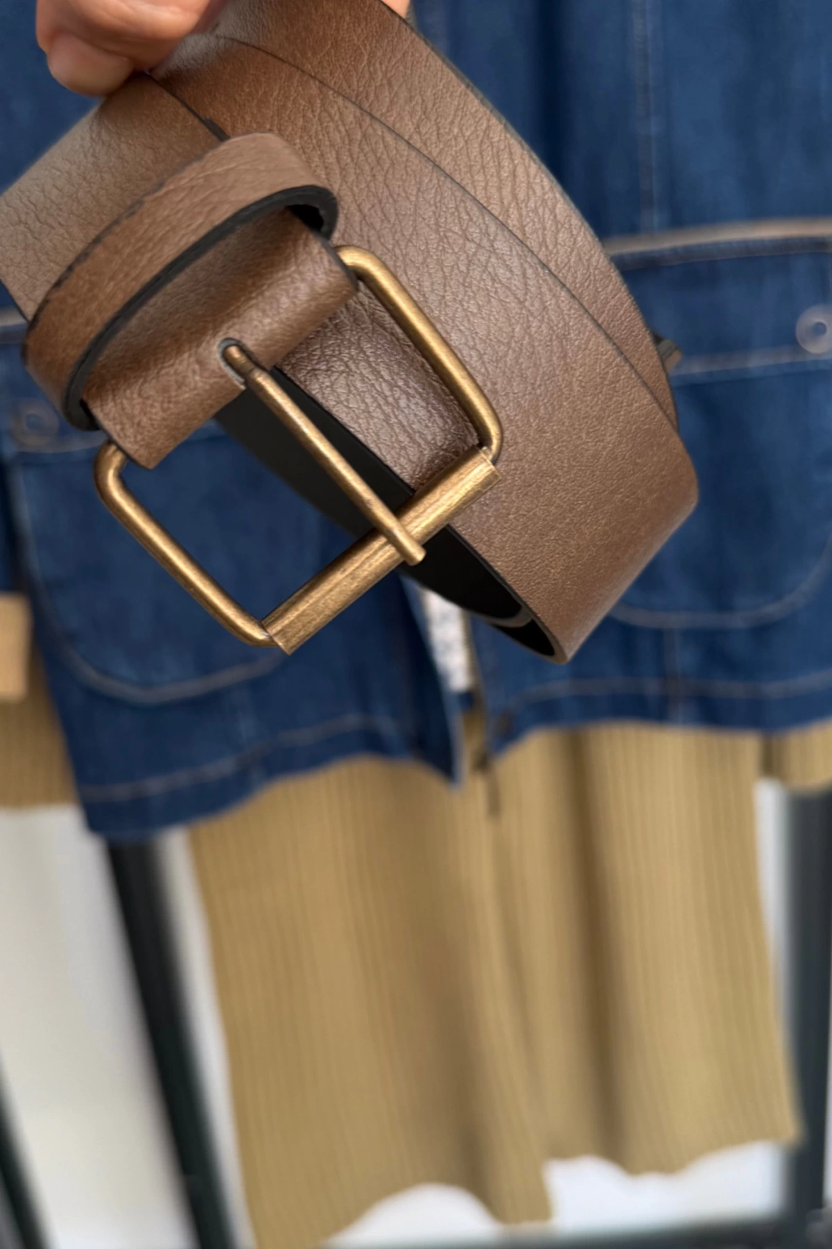 Kadife Yaka Ve Kol Detaylı Denim Ceket Mavi