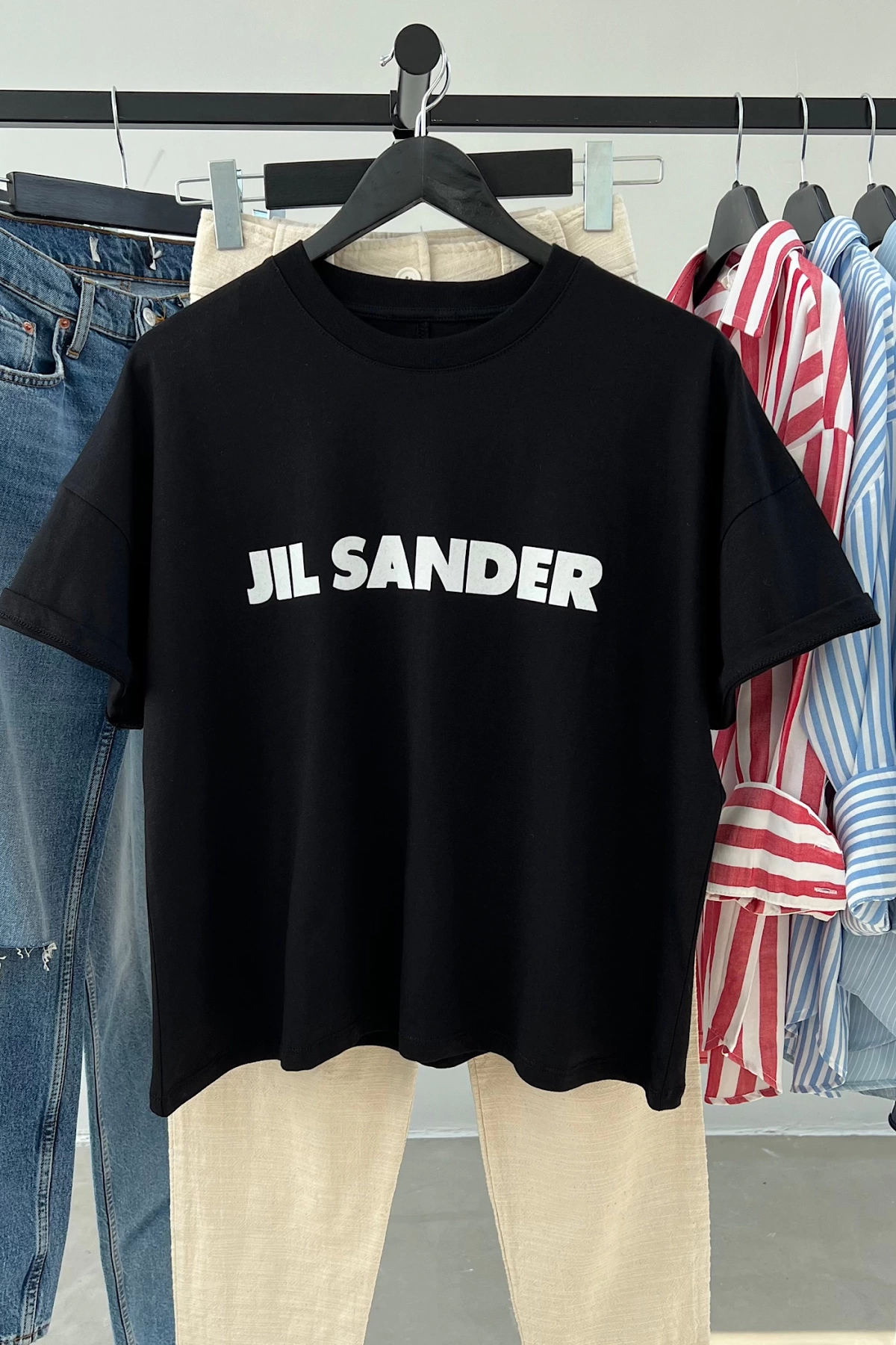 Kadın Yazı Baskılı Oversize T-Shirt Siyah
