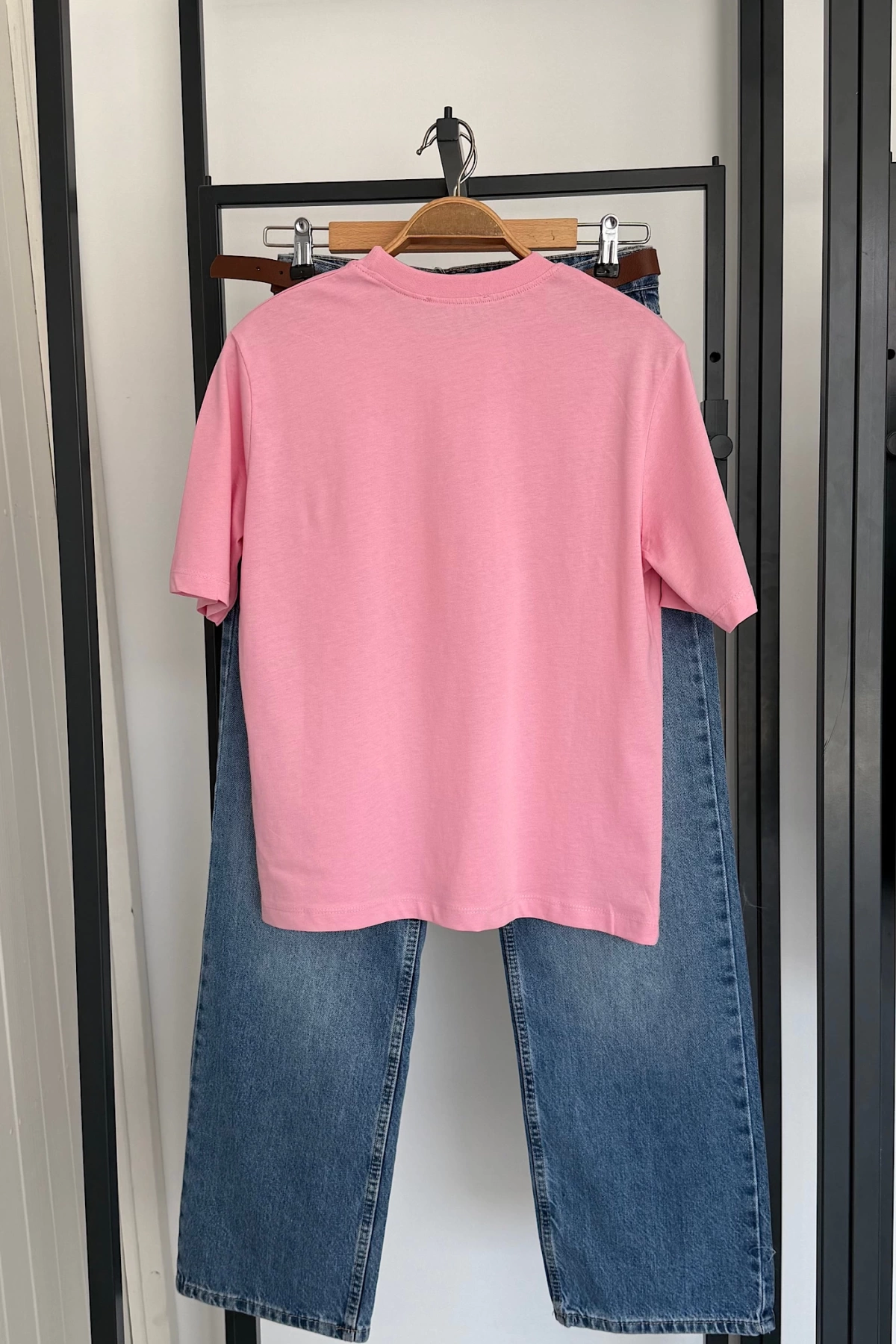 Kalp Detay İşleme T-Shirt Pembe