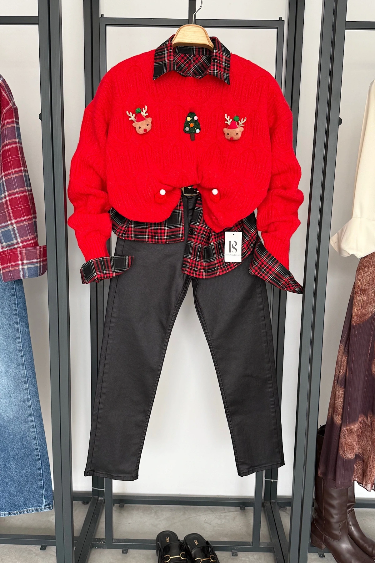 Kaplamalı Boyfit Jean Siyah