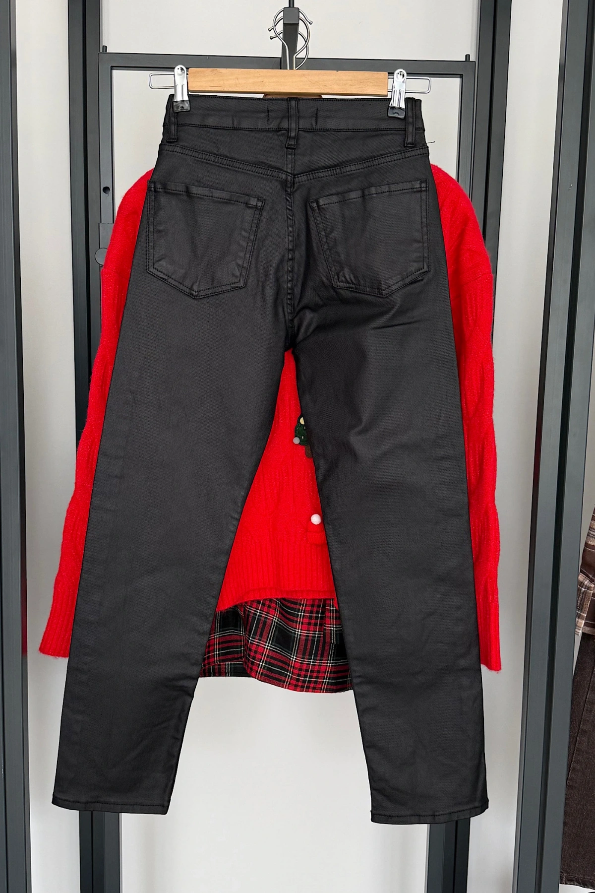 Kaplamalı Boyfit Jean Siyah