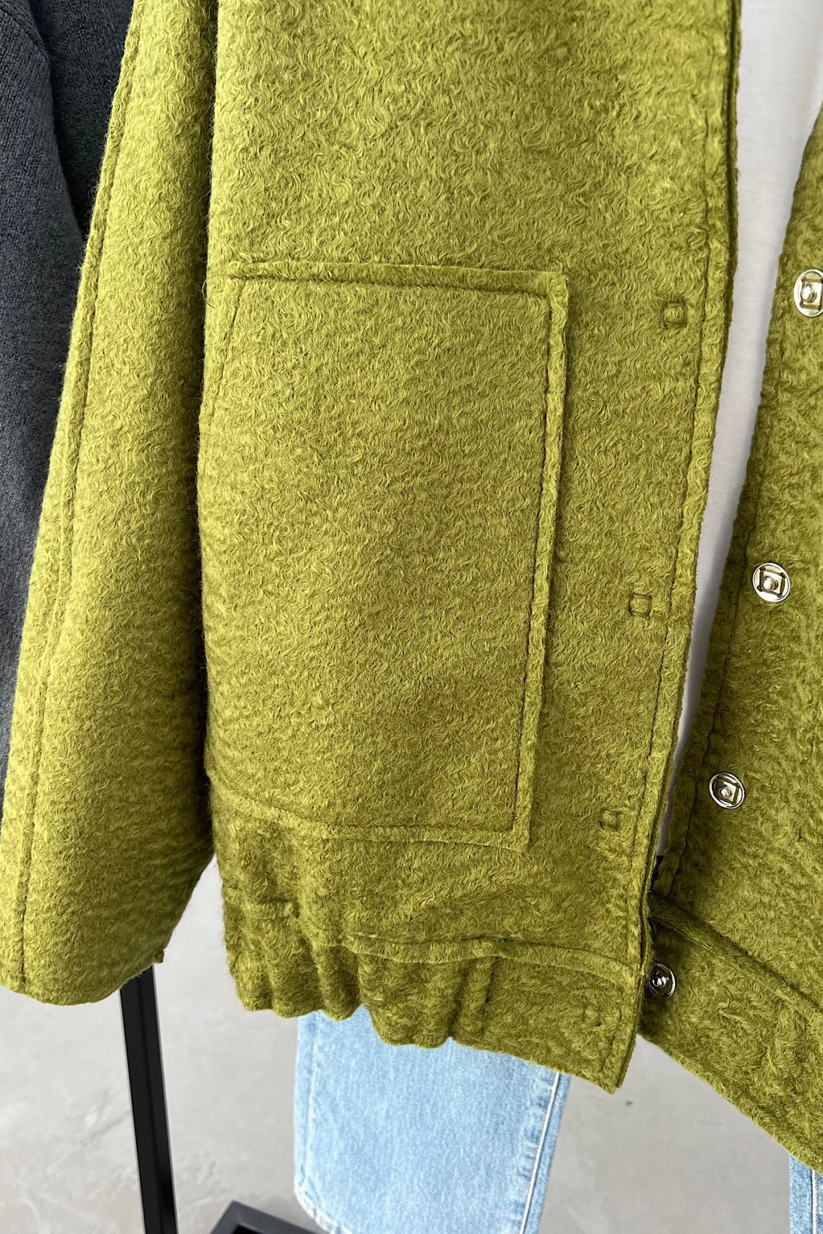 Kaşe Çıtçıtlı Ceket Yeşil