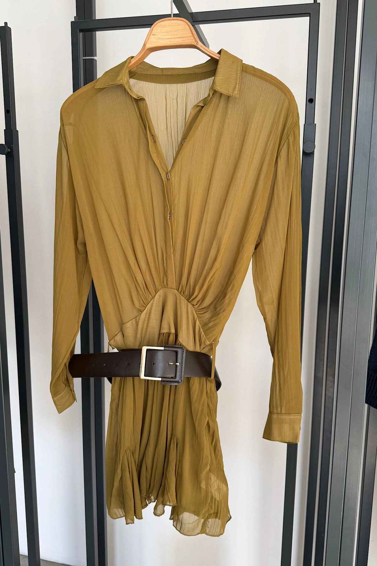 Kemer Detaylı Elbise Yeşil