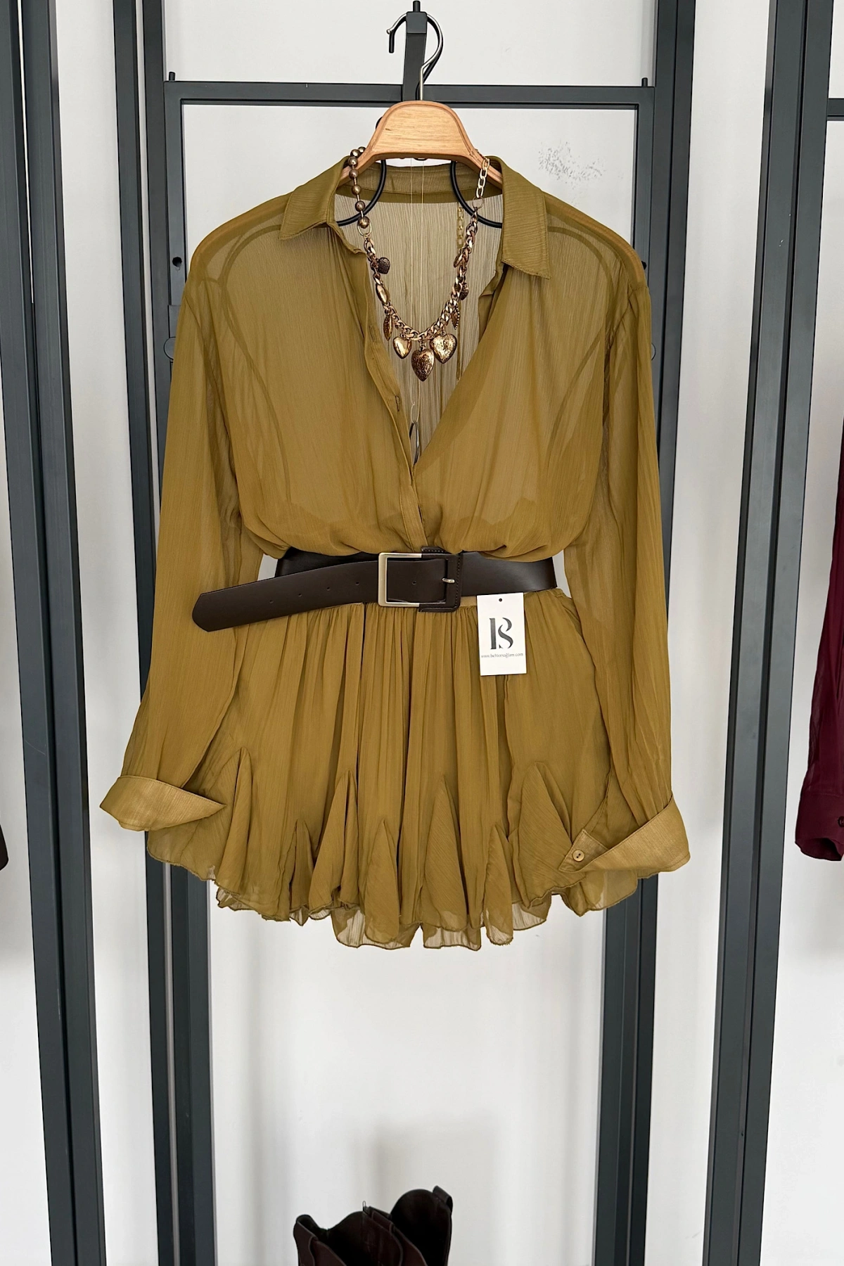 Kemer Detaylı Elbise Yeşil