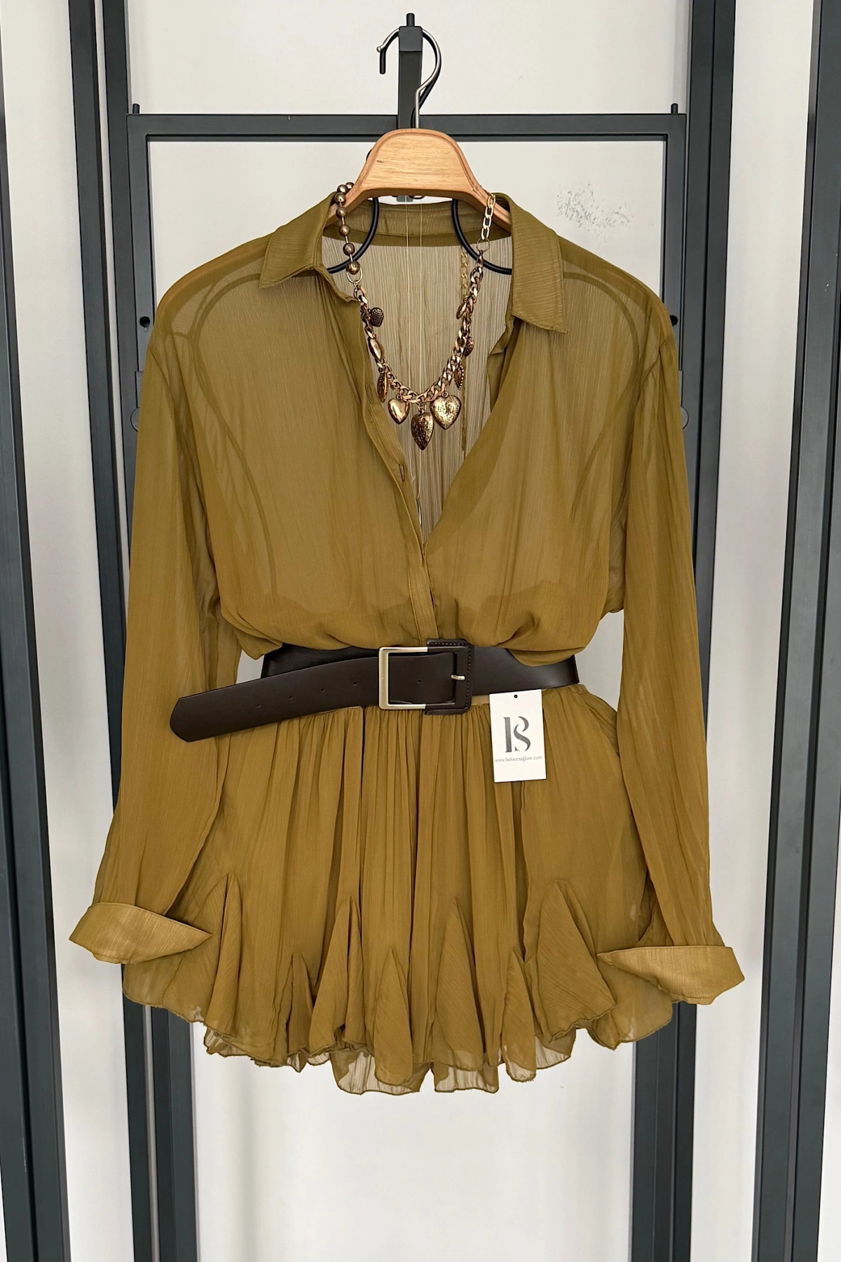 Kemer Detaylı Elbise Yeşil