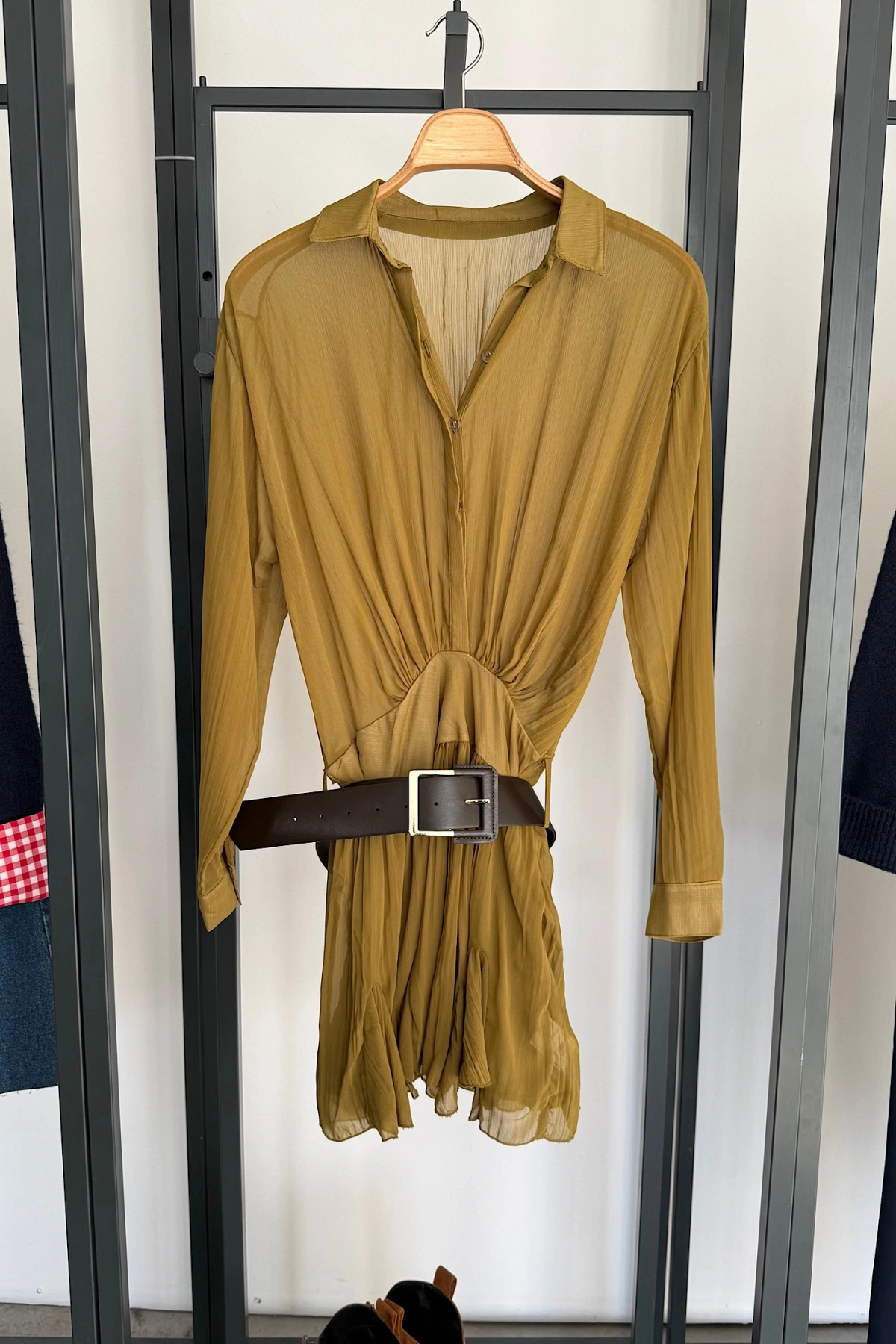 Kemer Detaylı Elbise Yeşil