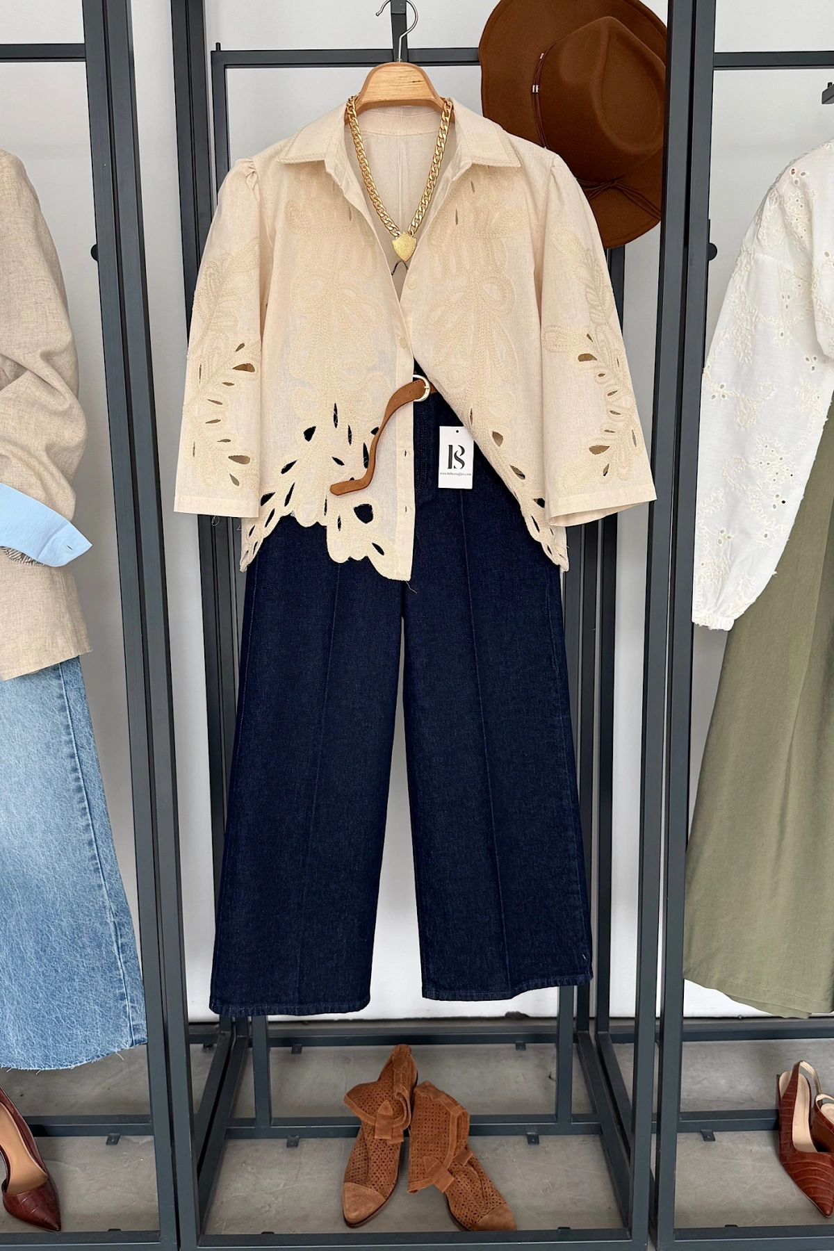 Kemerli Denim Lacivert