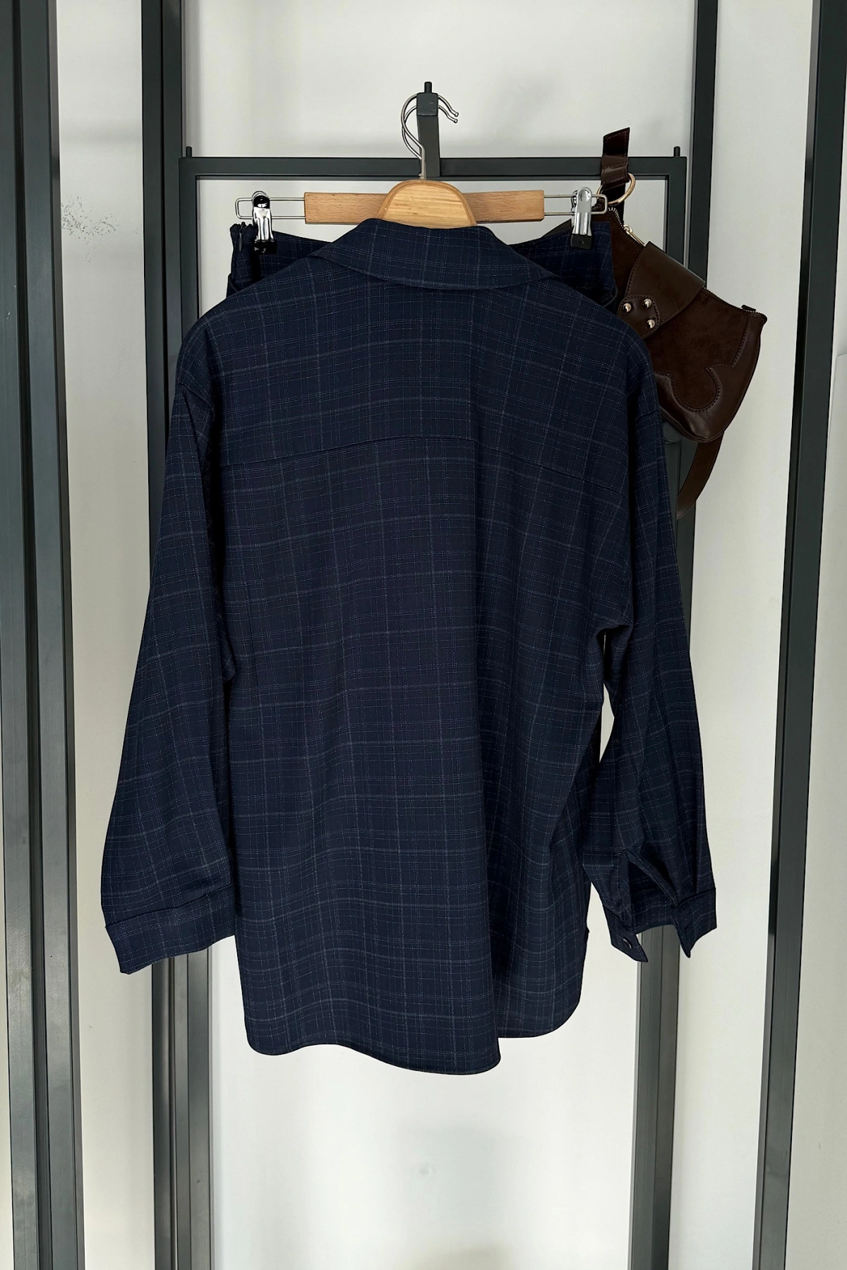 Kendinden Kemerli Etekli Takım Lacivert