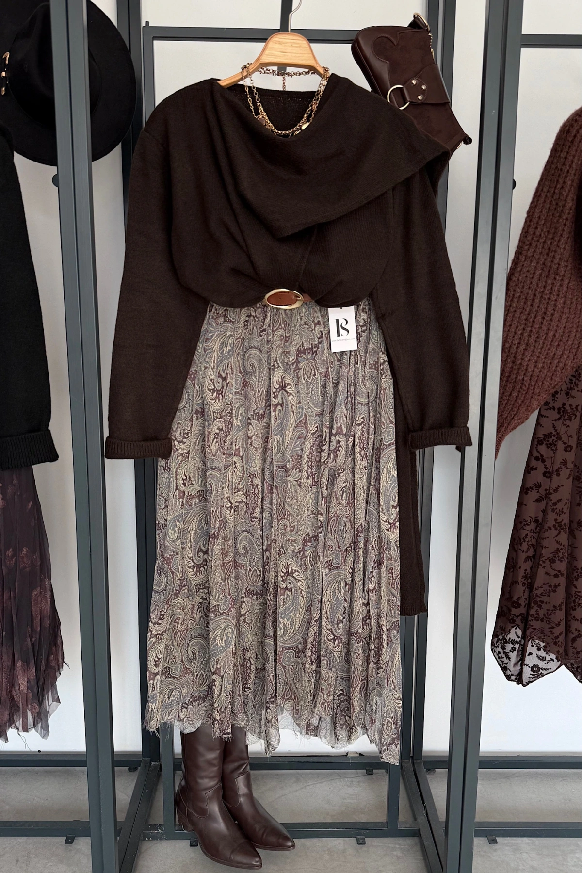 Kendinden Şallı Kazak Acı Kahve