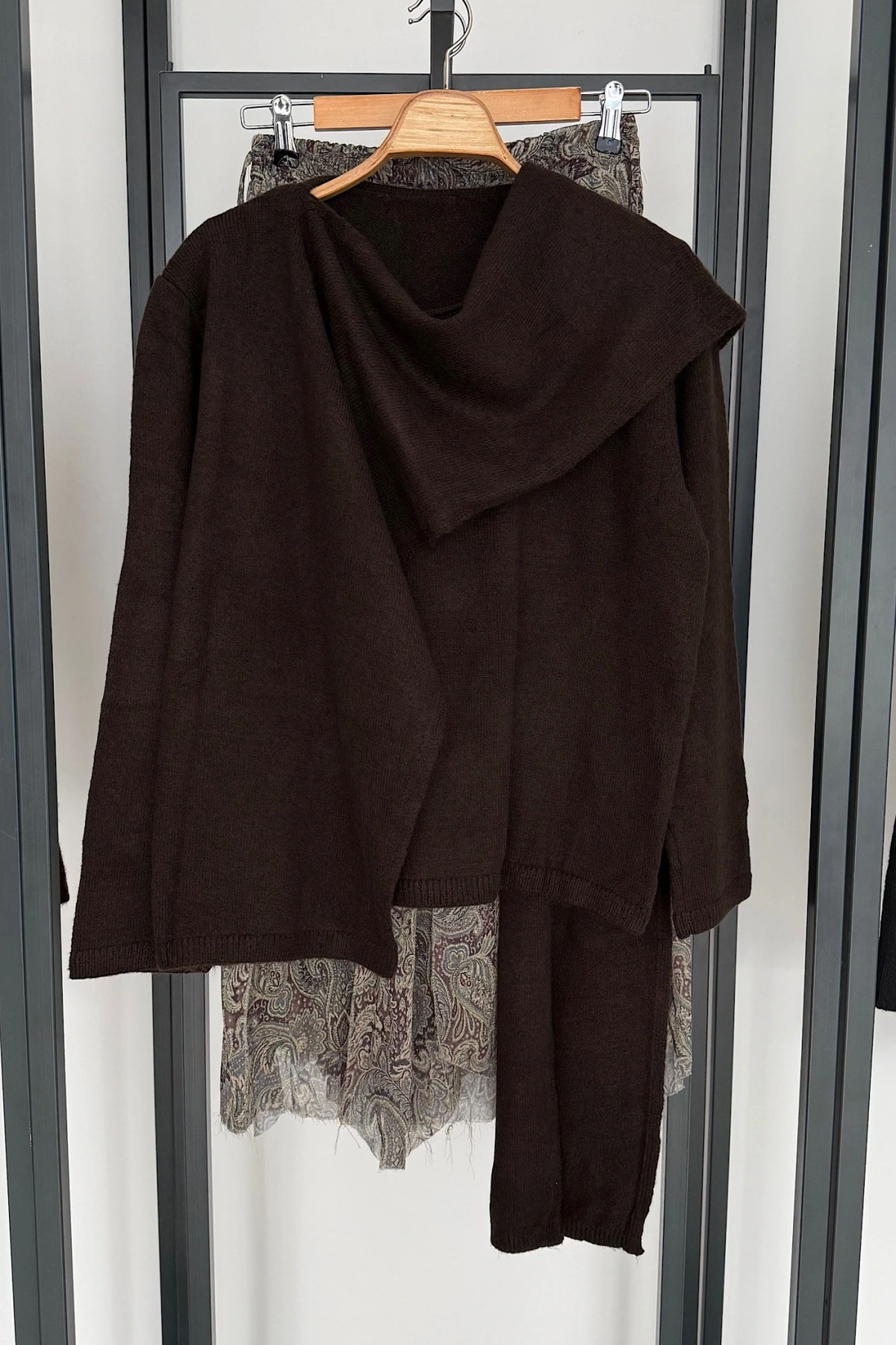 Kendinden Şallı Kazak Acı Kahve