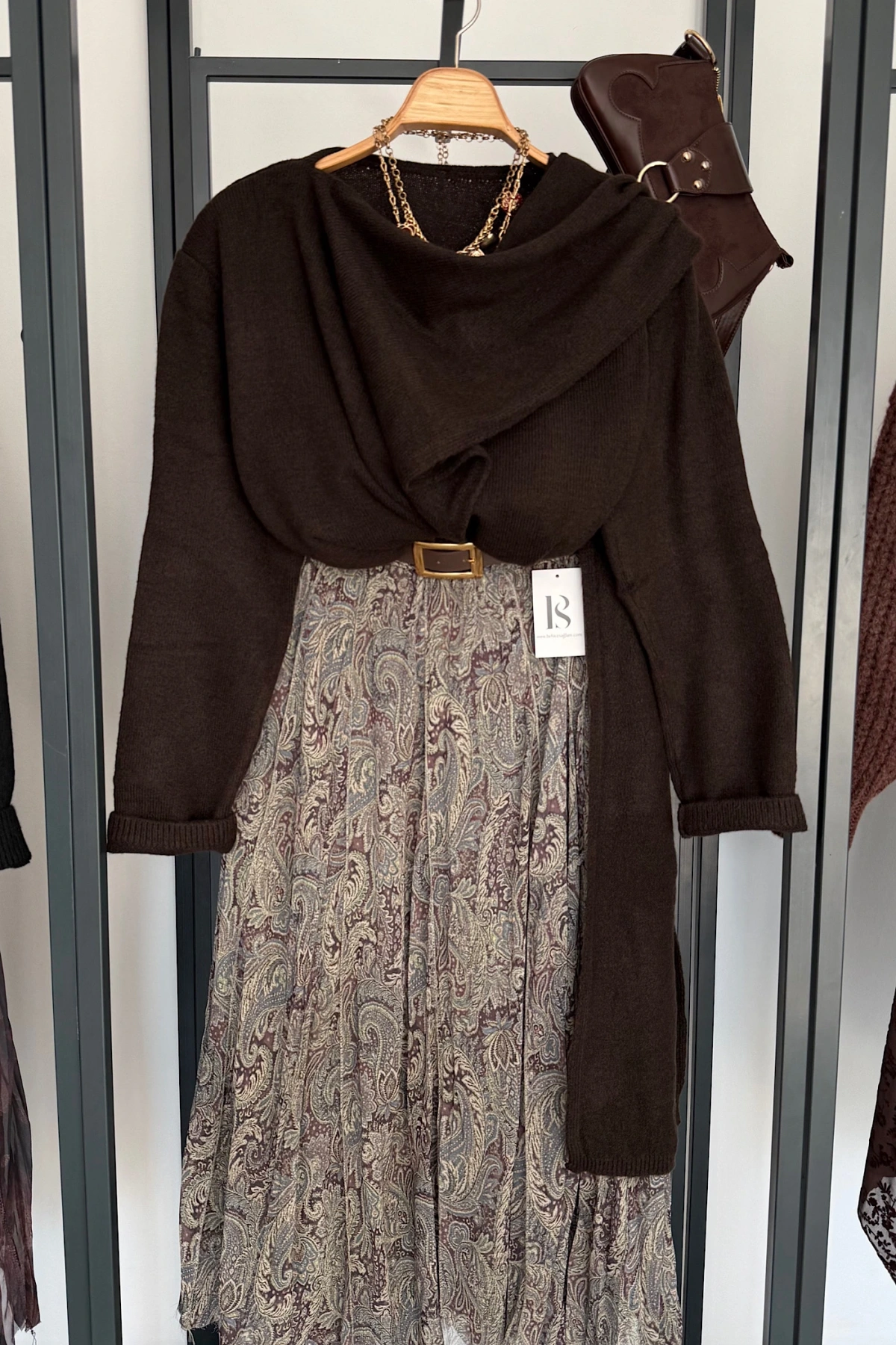 Kendinden Şallı Kazak Acı Kahve