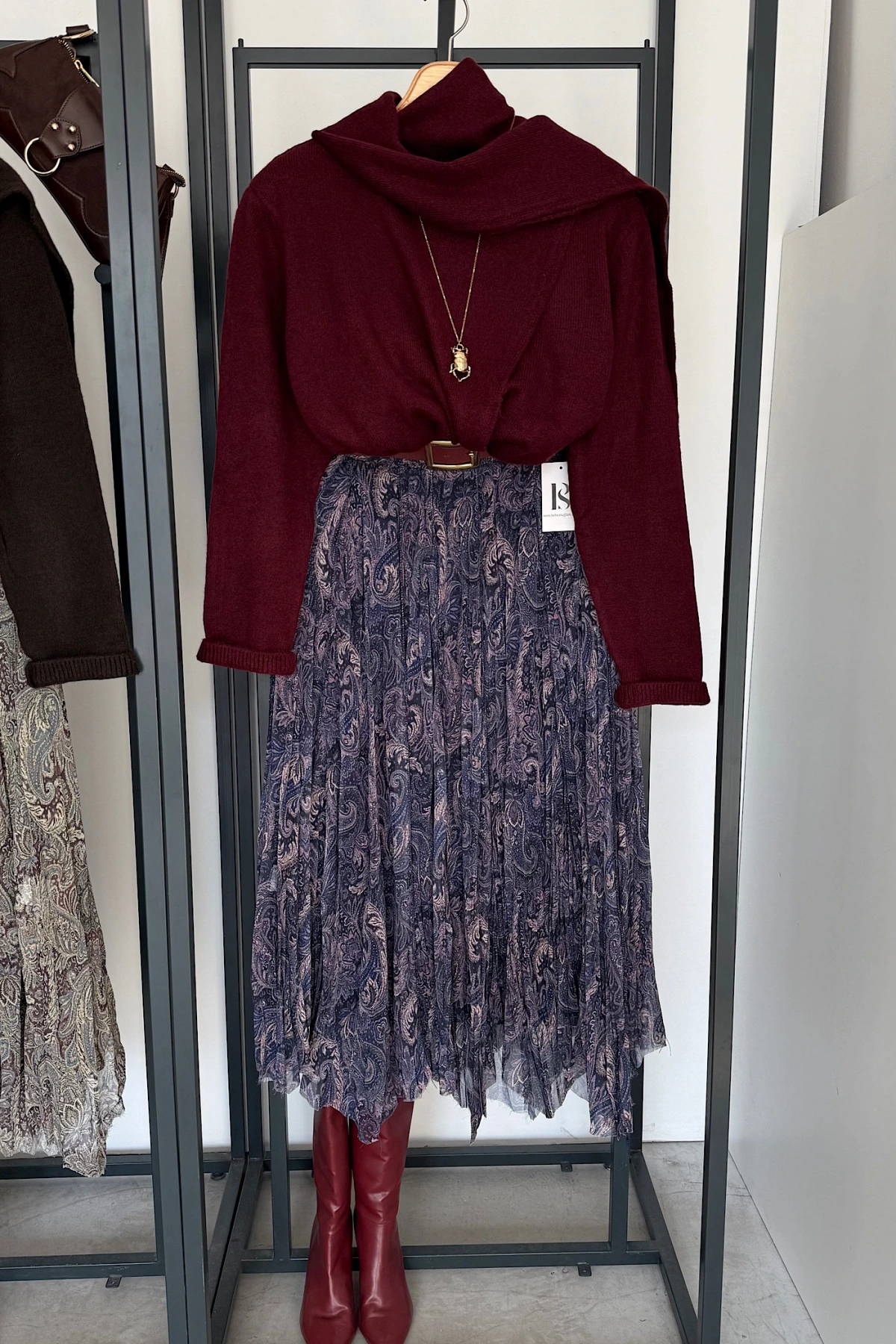 Kendinden Şallı Kazak Bordo