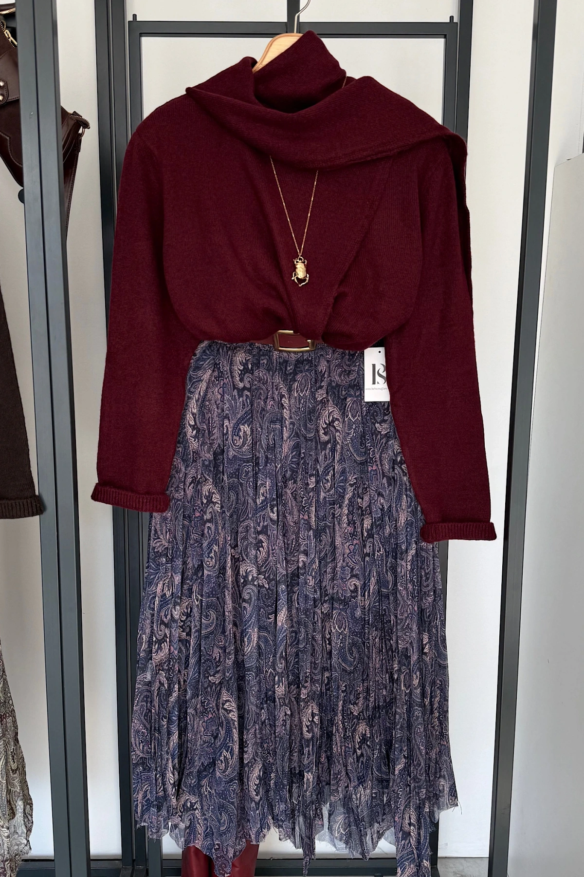 Kendinden Şallı Kazak Bordo