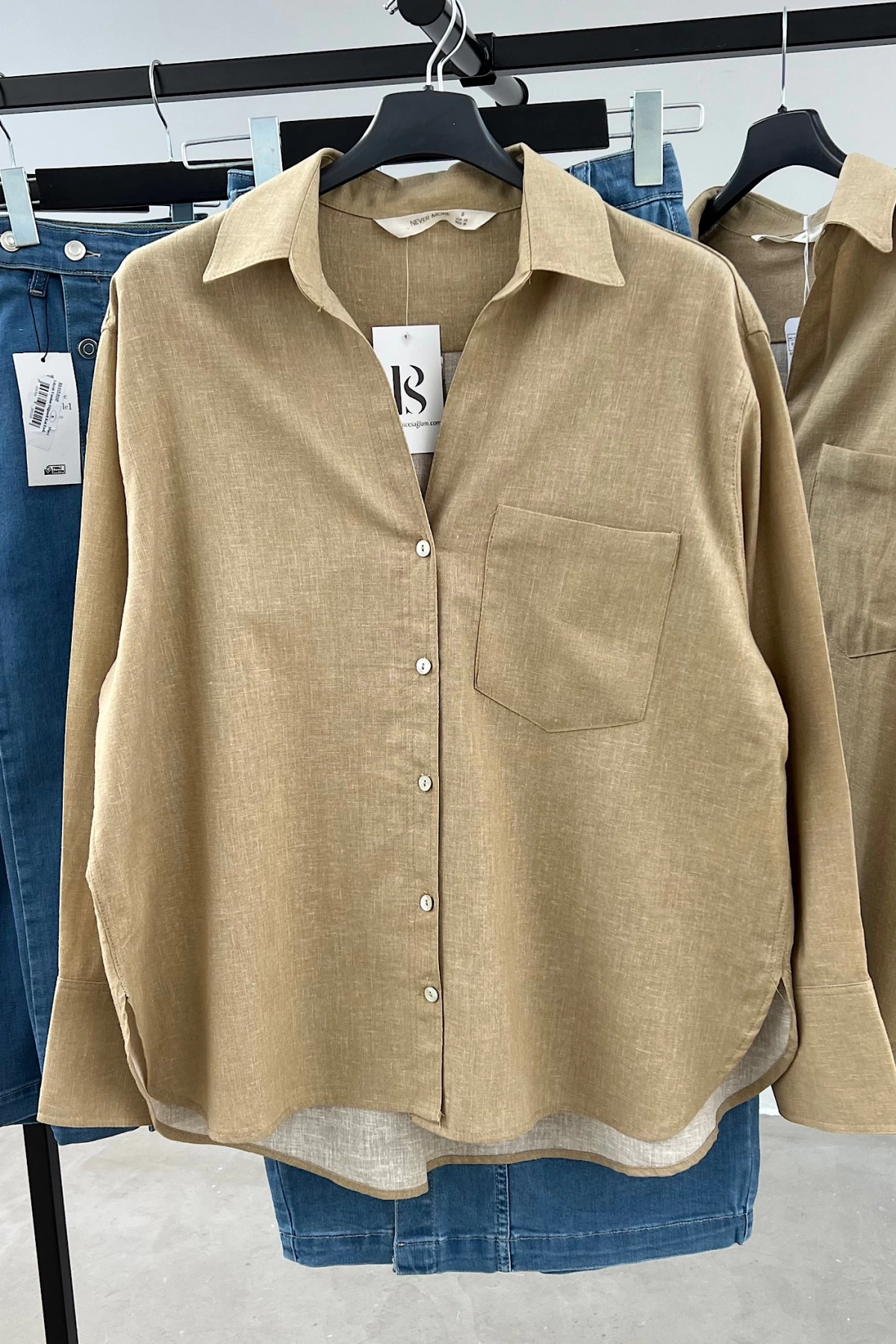 Linen Single Pocket Oversize Shirt