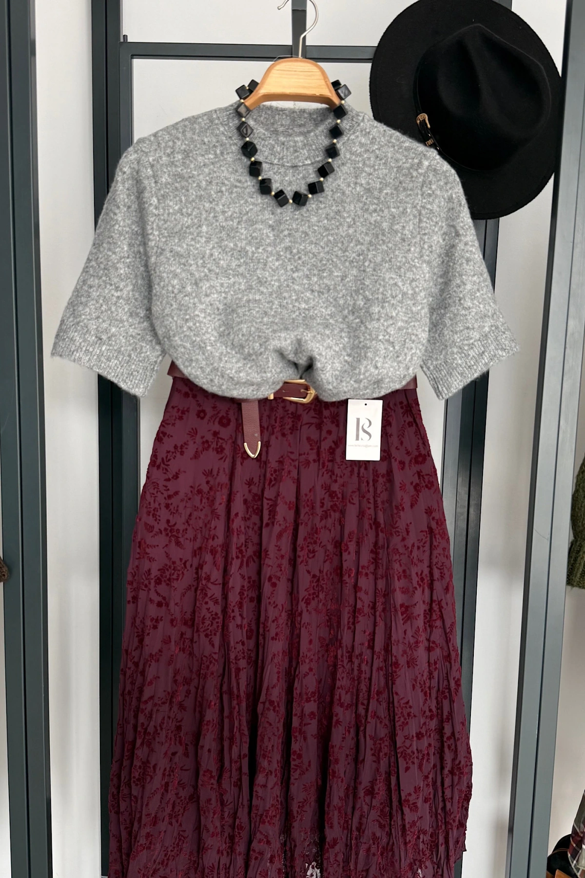 Kısa Kol Düz Kazak Gri