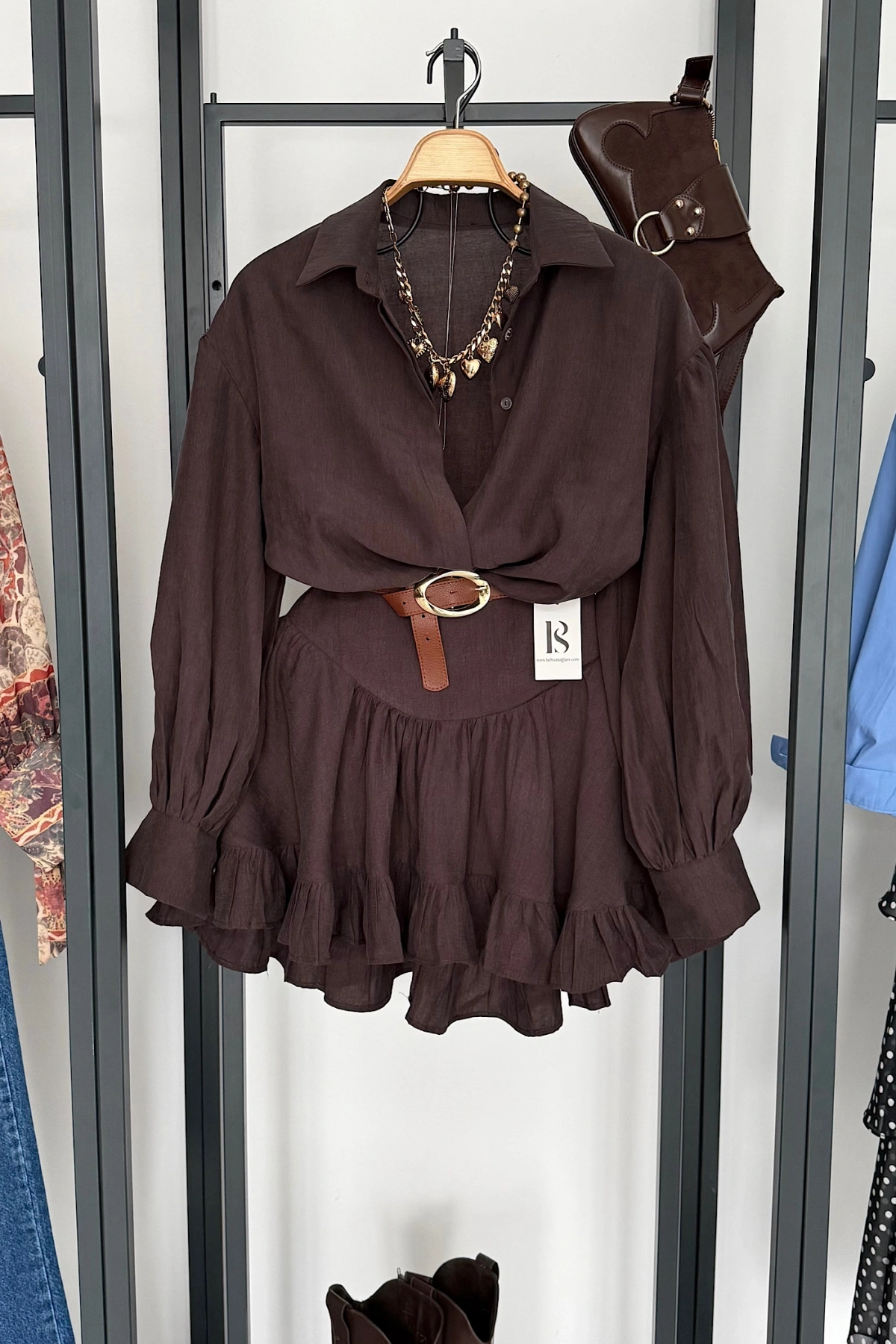 Korse Belli Etekli Takım Kahverengi