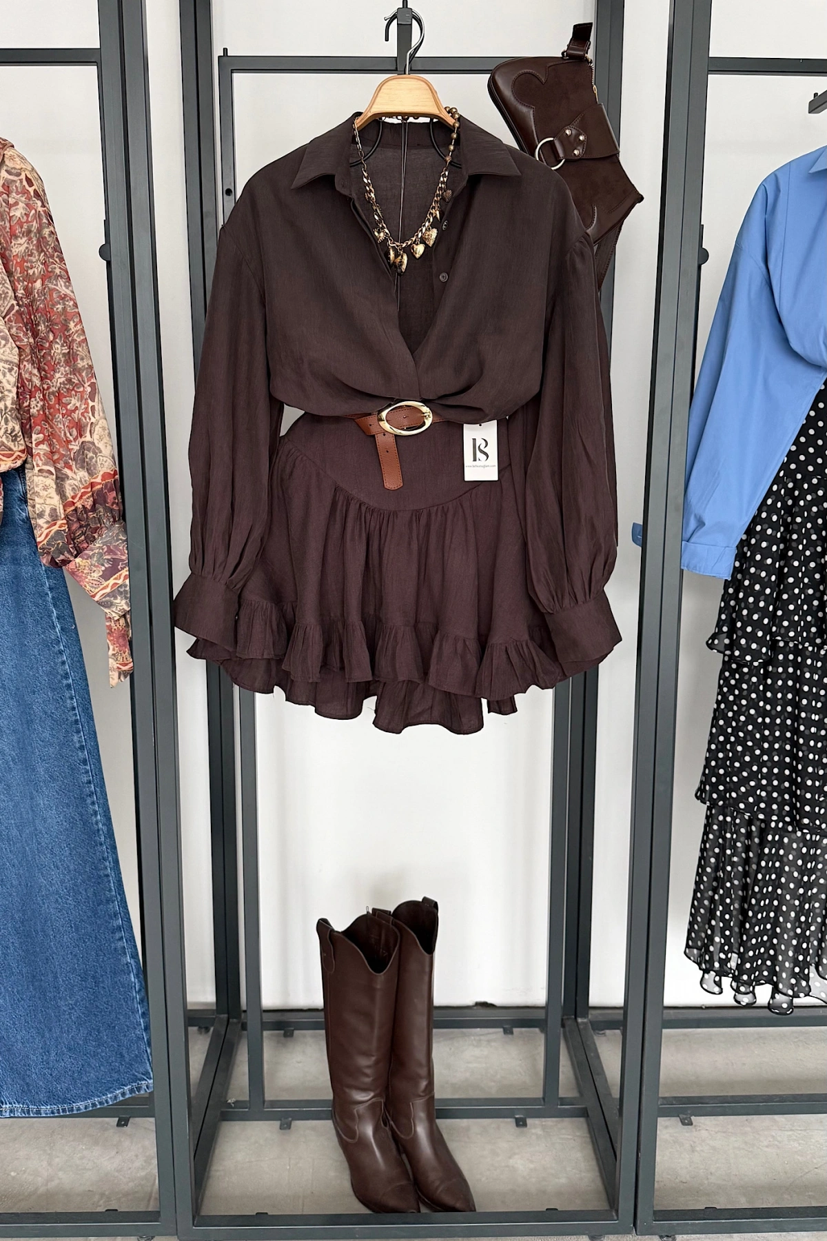 Korse Belli Etekli Takım Kahverengi