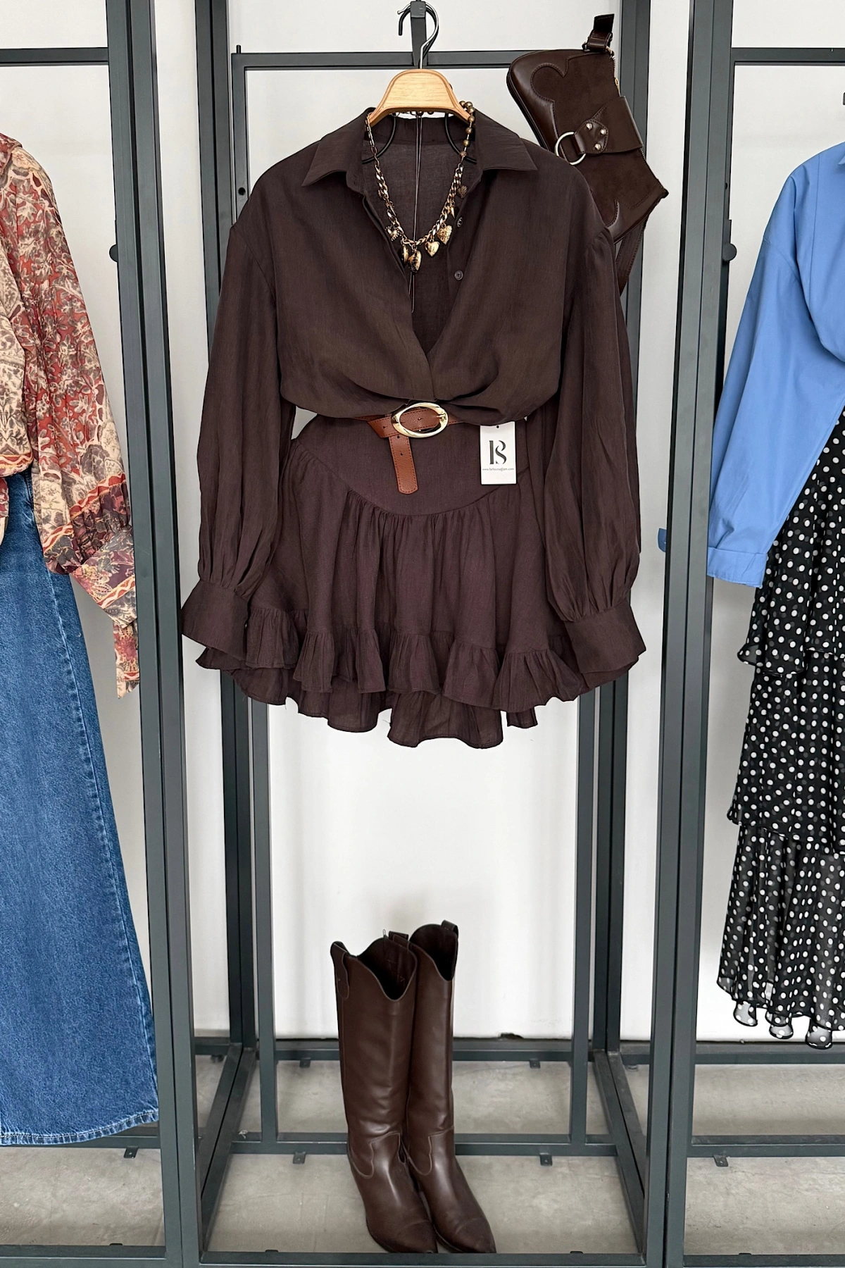 Korse Belli Etekli Takım Kahverengi