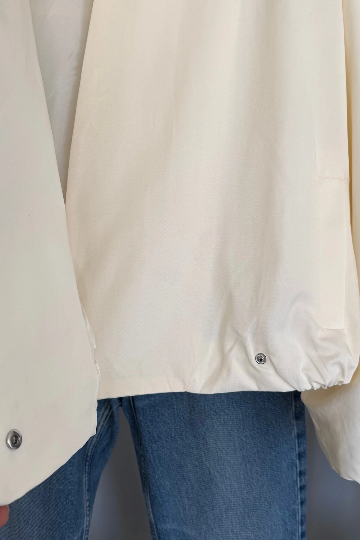 Kruvaze Kısa Bomber Mont Krem