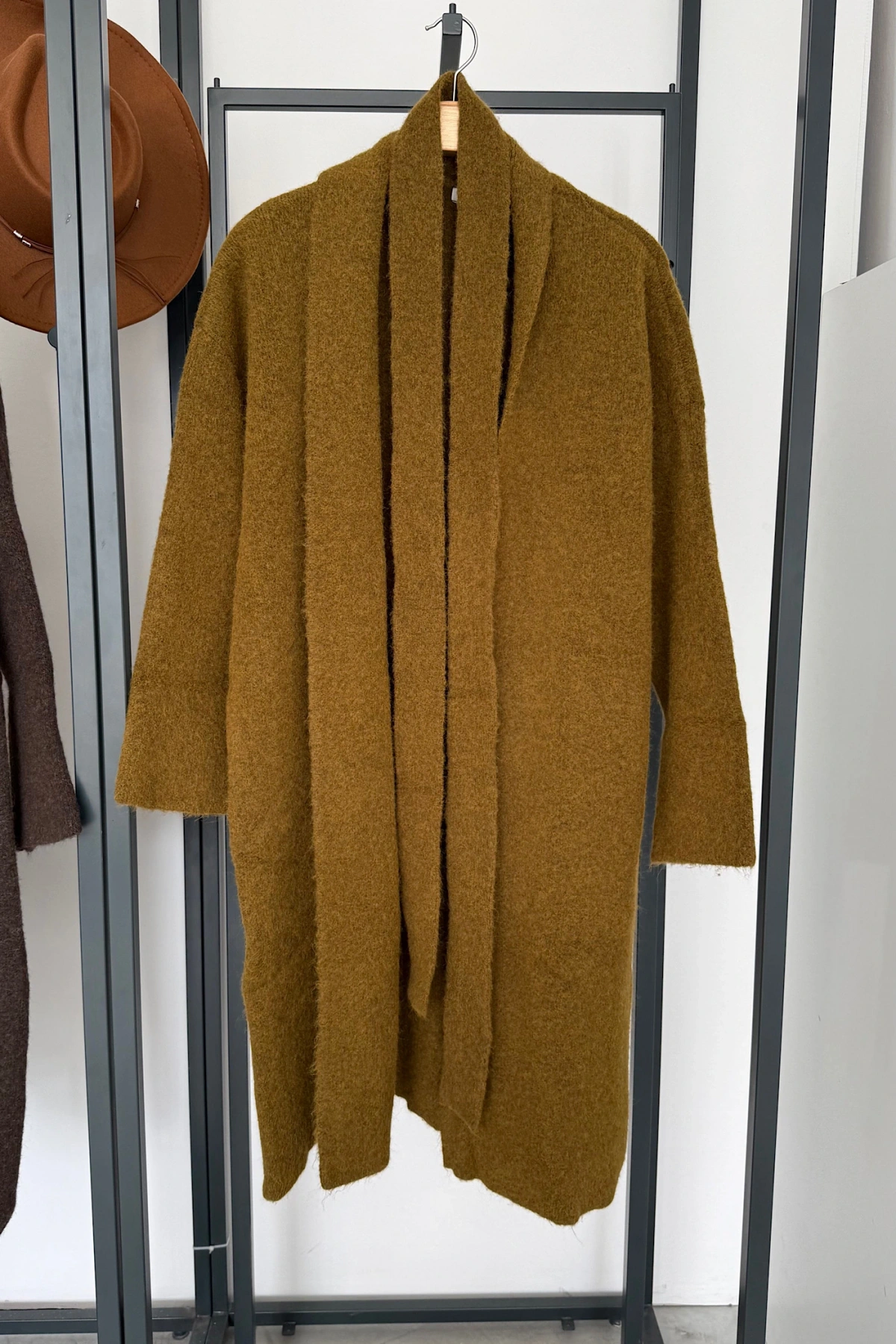 Kuşaklı Oversize Hırka Haki