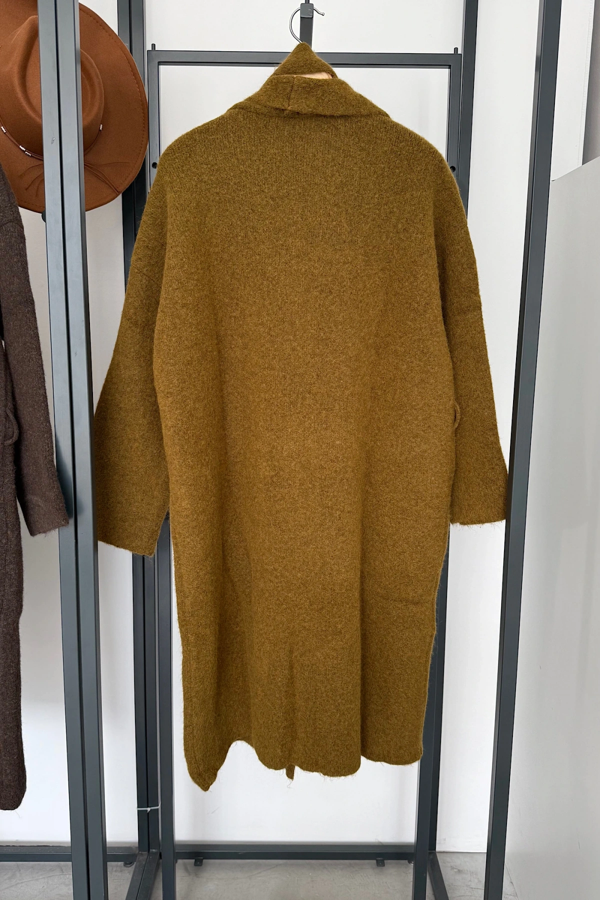 Kuşaklı Oversize Hırka Haki