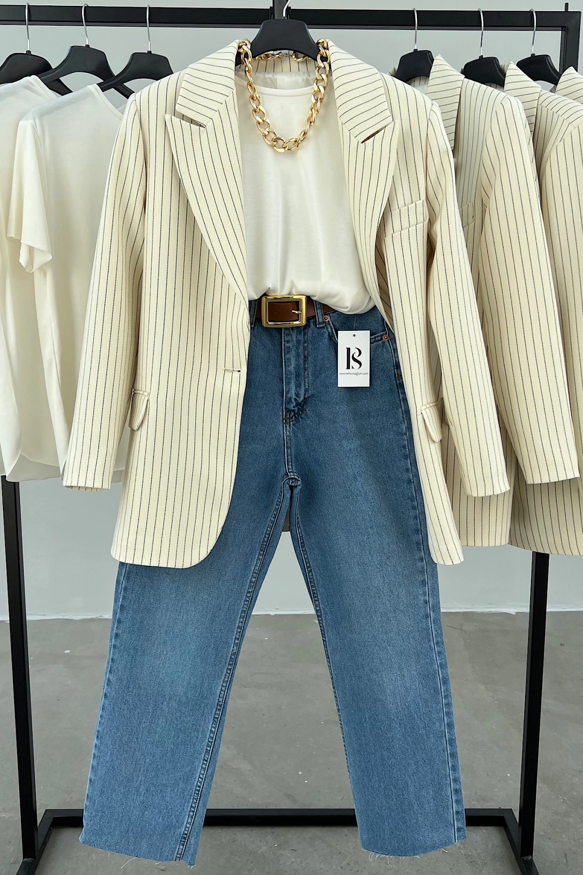 Padded Blazer Striped Jacket