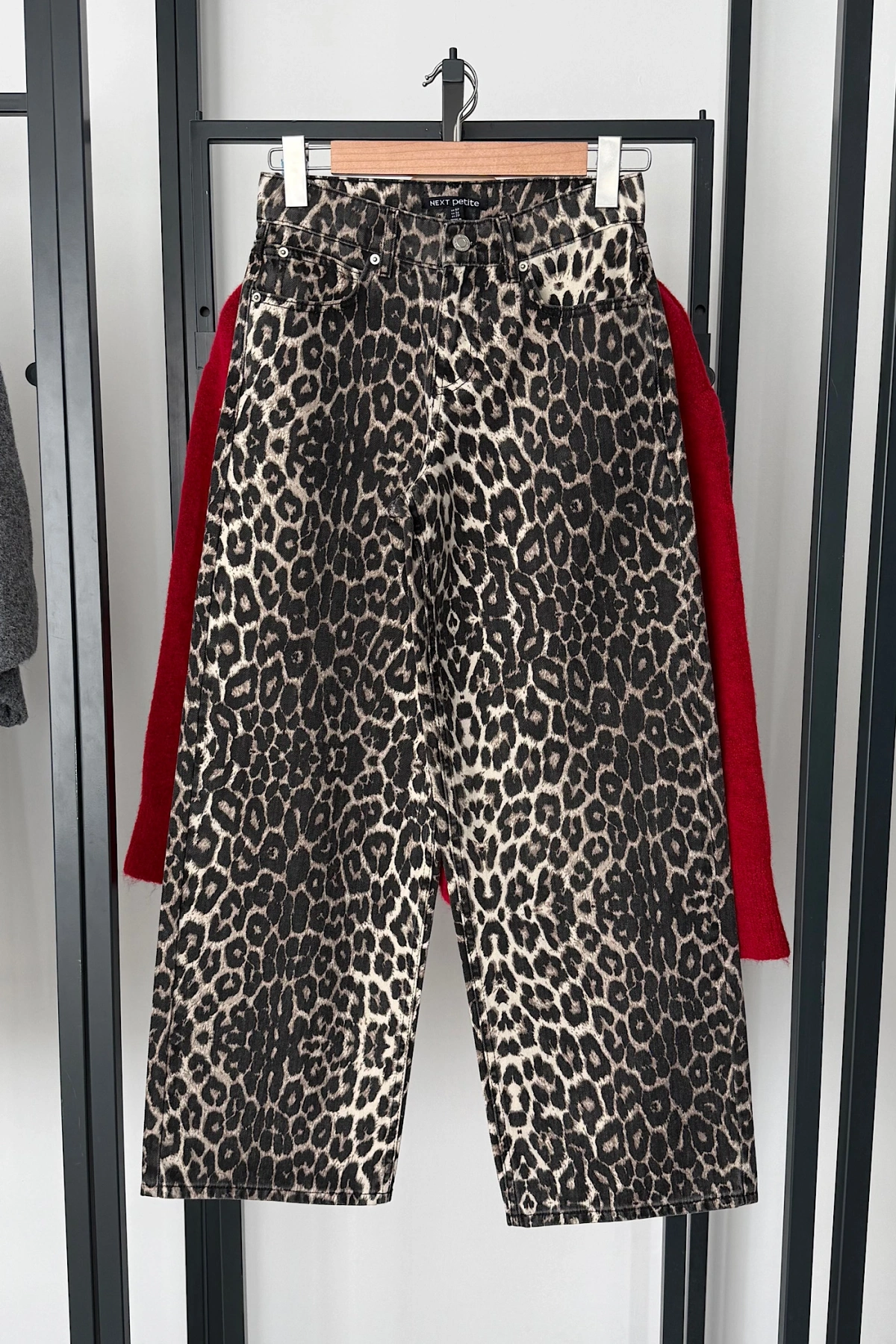 Leopar Desen Denim Jean Kahve-Krem