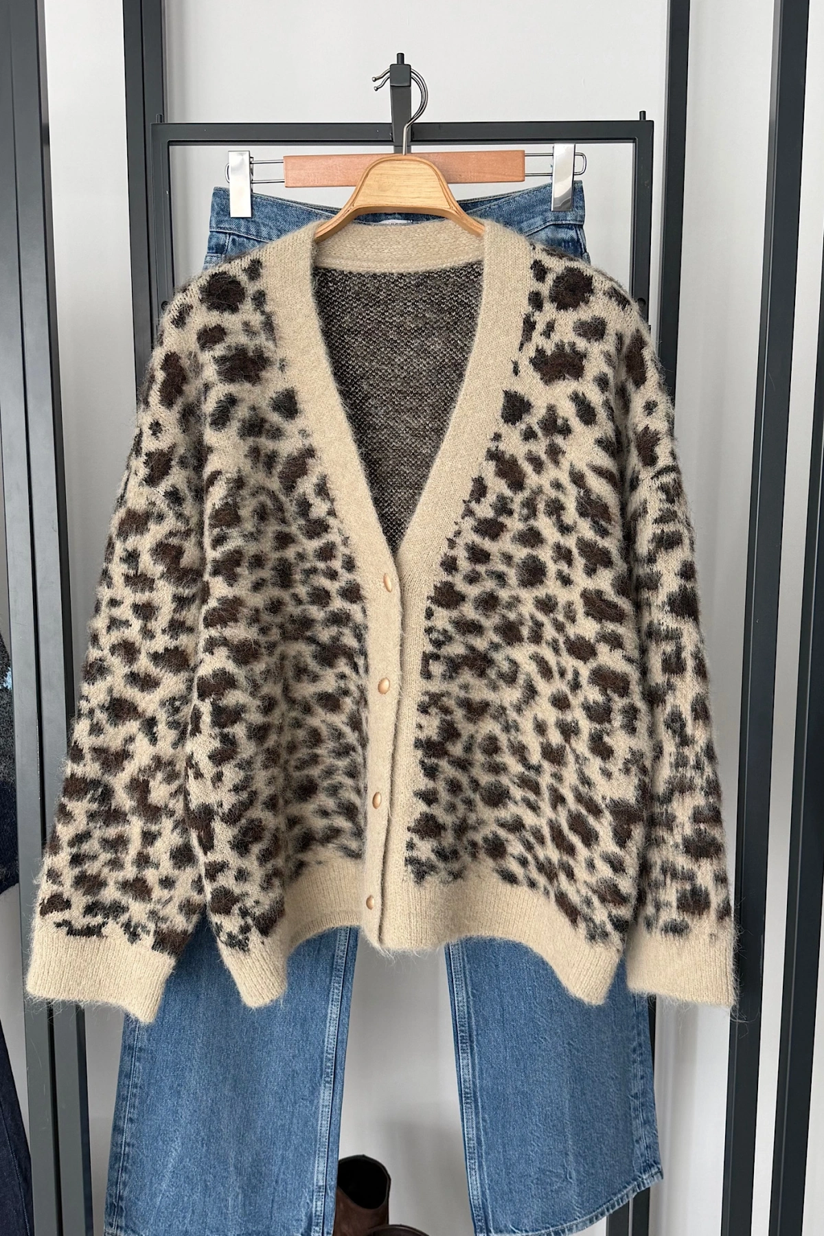 Leopar Desen Hırka Taş