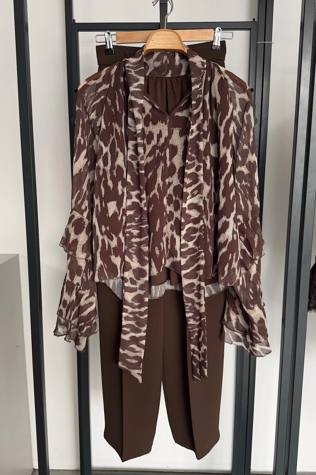 Leopar Desen Şifon Bluz Leopar