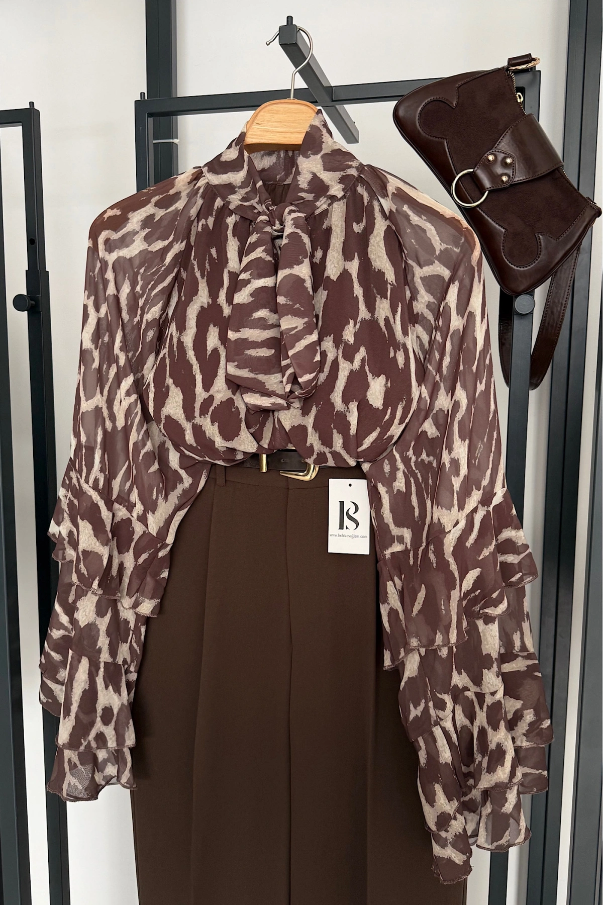 Leopar Desen Şifon Bluz Leopar