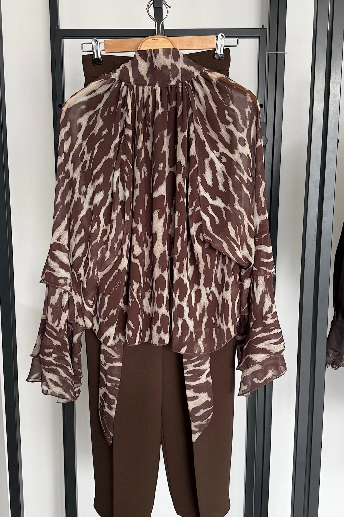 Leopar Desen Şifon Bluz Leopar