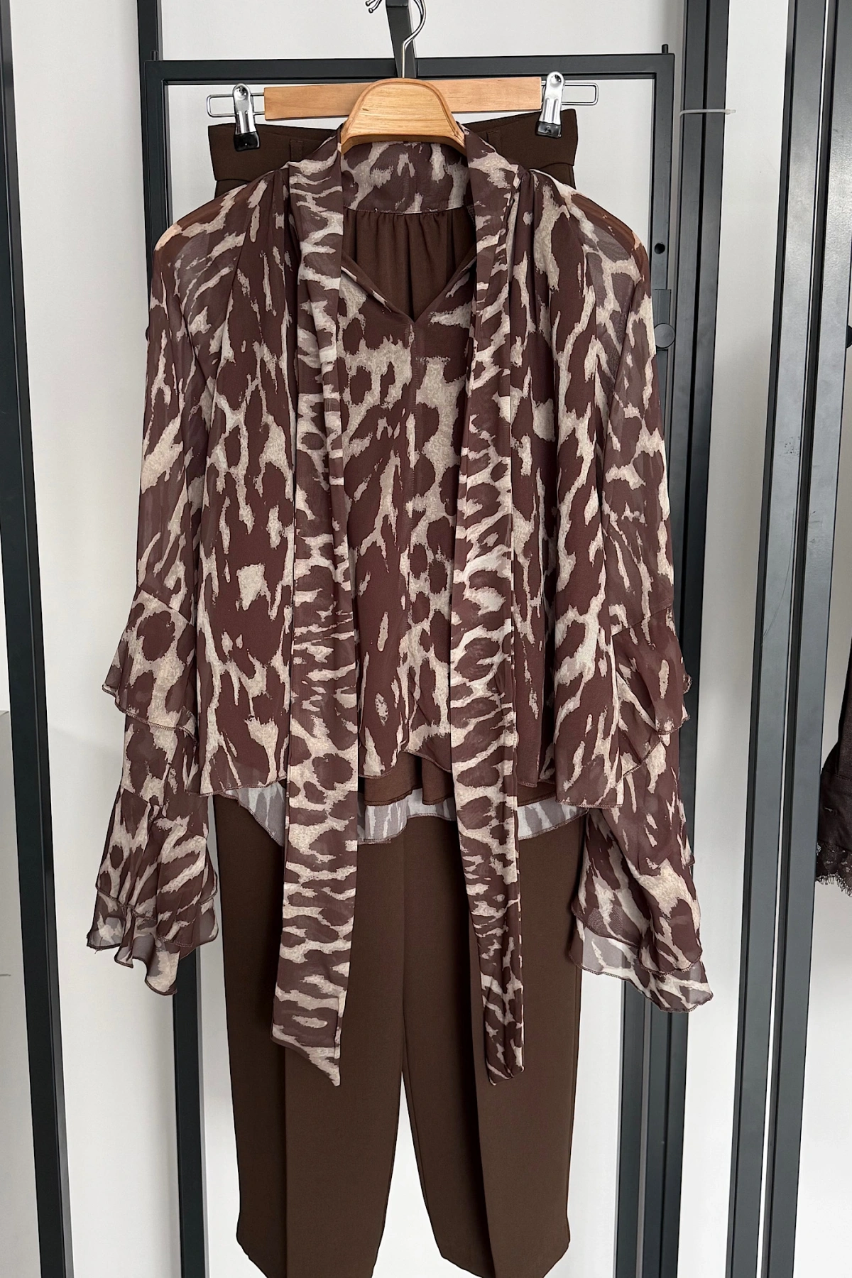 Leopar Desen Şifon Bluz Leopar