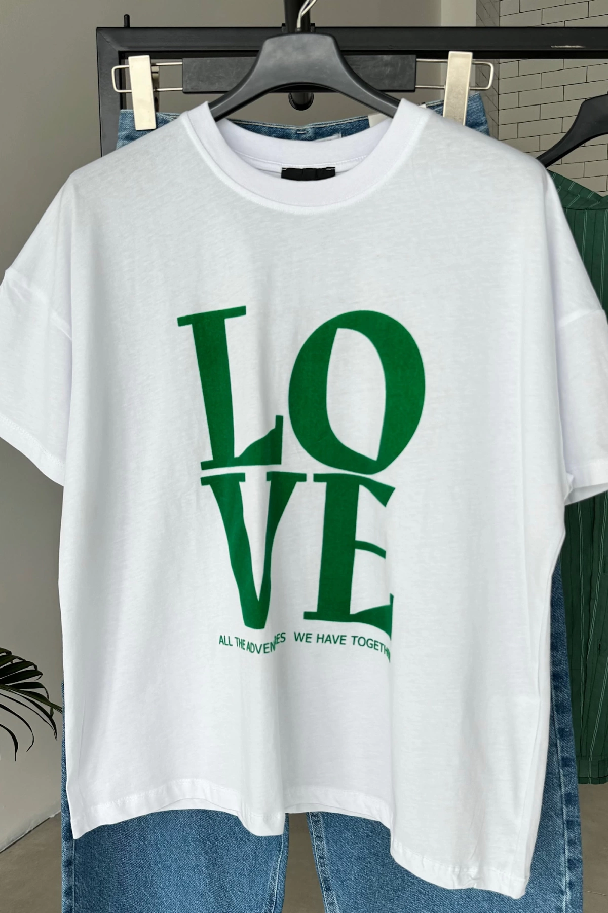Love Yazılı T-shirt Yeşil