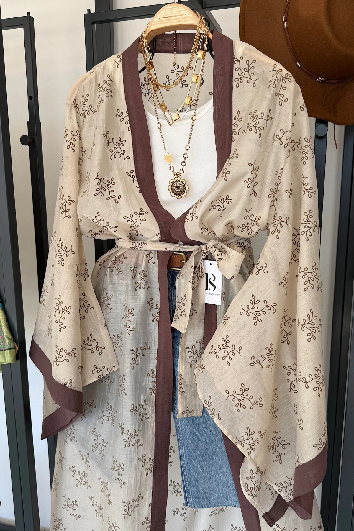 Nakış İşlemeli Kimono Taş