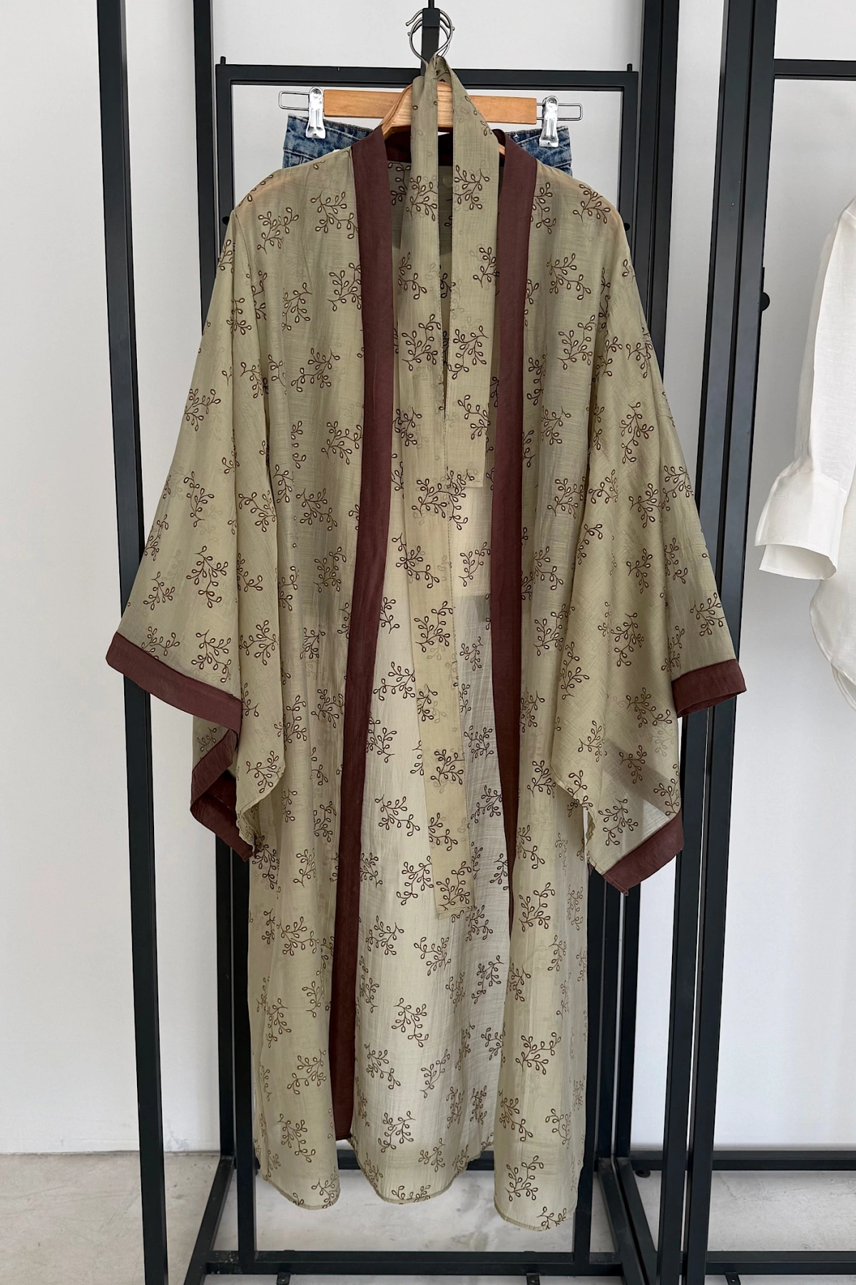 Nakış İşlemeli Kimono Yeşil