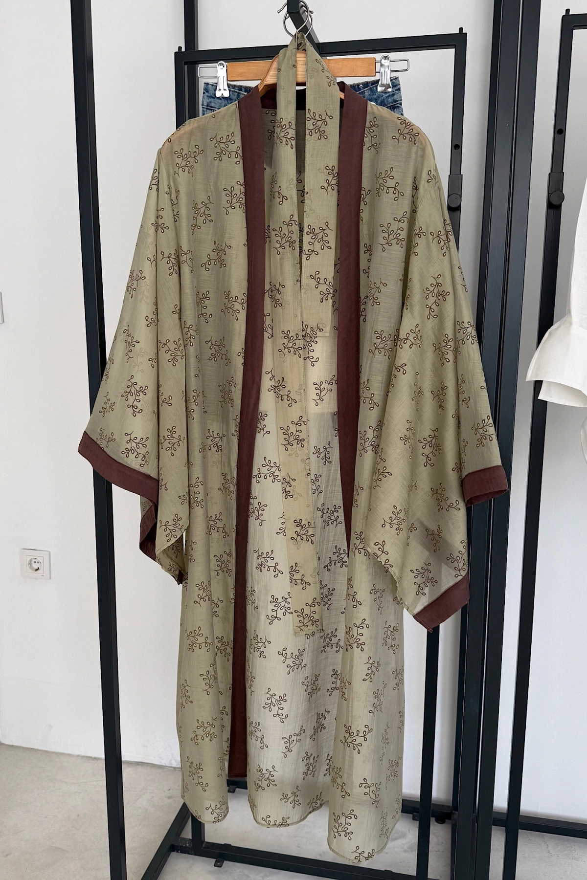 Nakış İşlemeli Kimono Yeşil