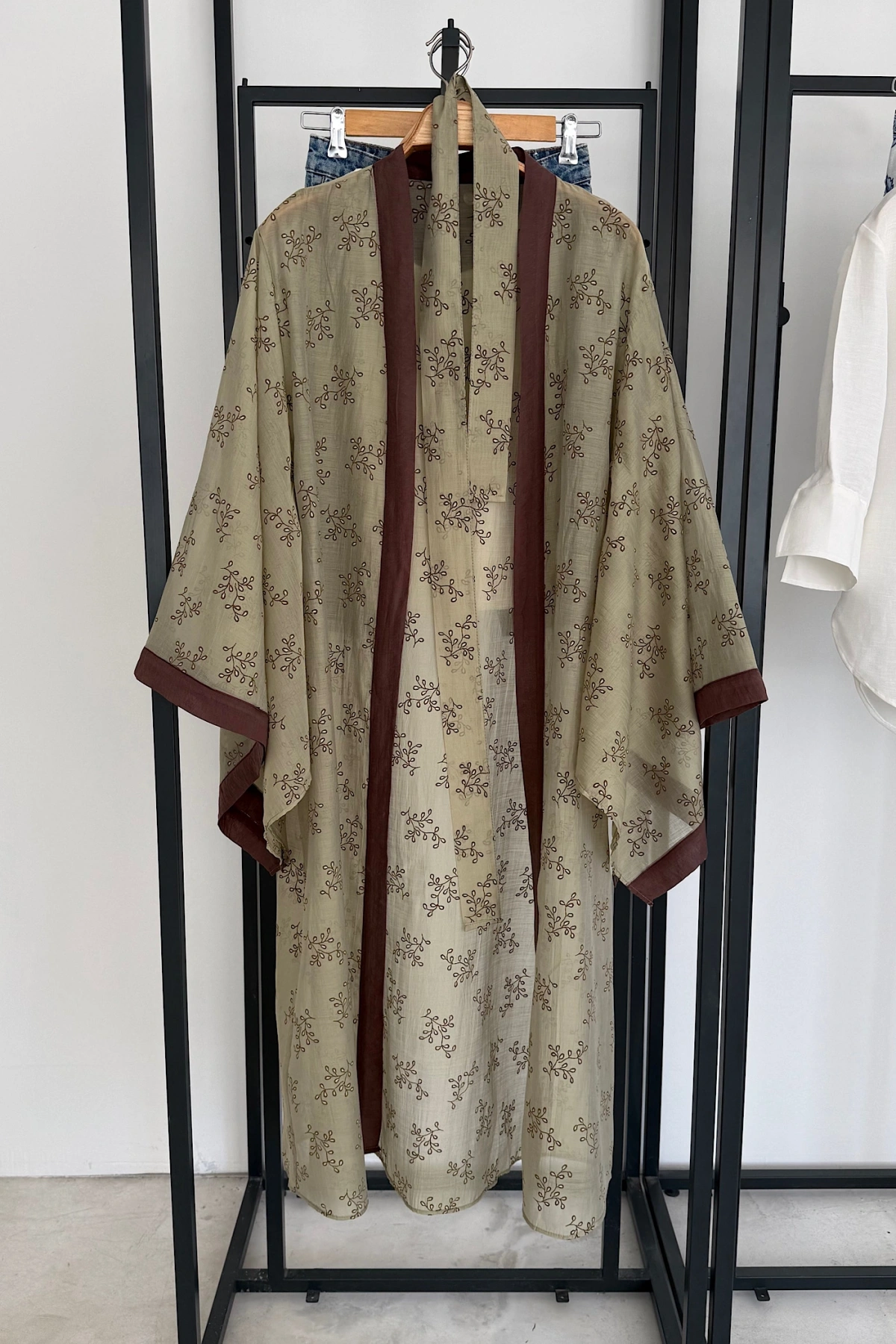 Nakış İşlemeli Kimono Yeşil
