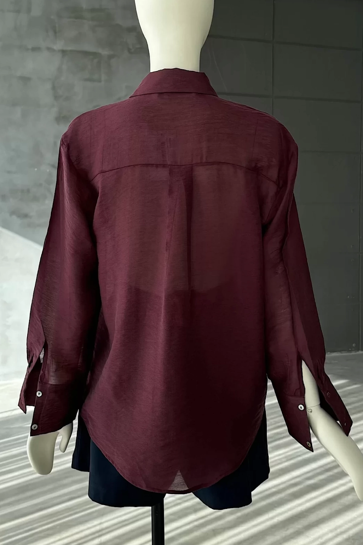 Organze Kumaş Modal Gömlek Bordo
